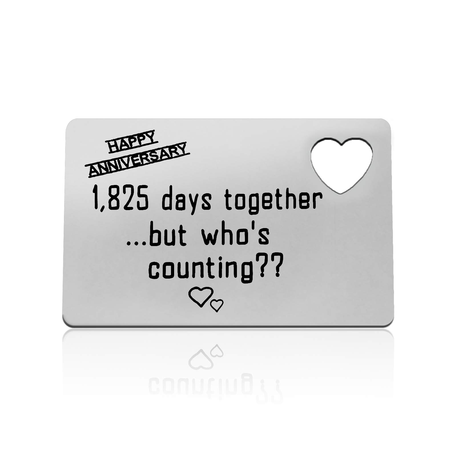 5th Anniversary Gifts for Men - Engraved Wallet Card Insert for Boyfriend, Husband - 5 Year Wedding Anniversary, Father's Day, Christmas & Valentine's Day Present - Perfect for Romantic Occasions & Special Celebrations