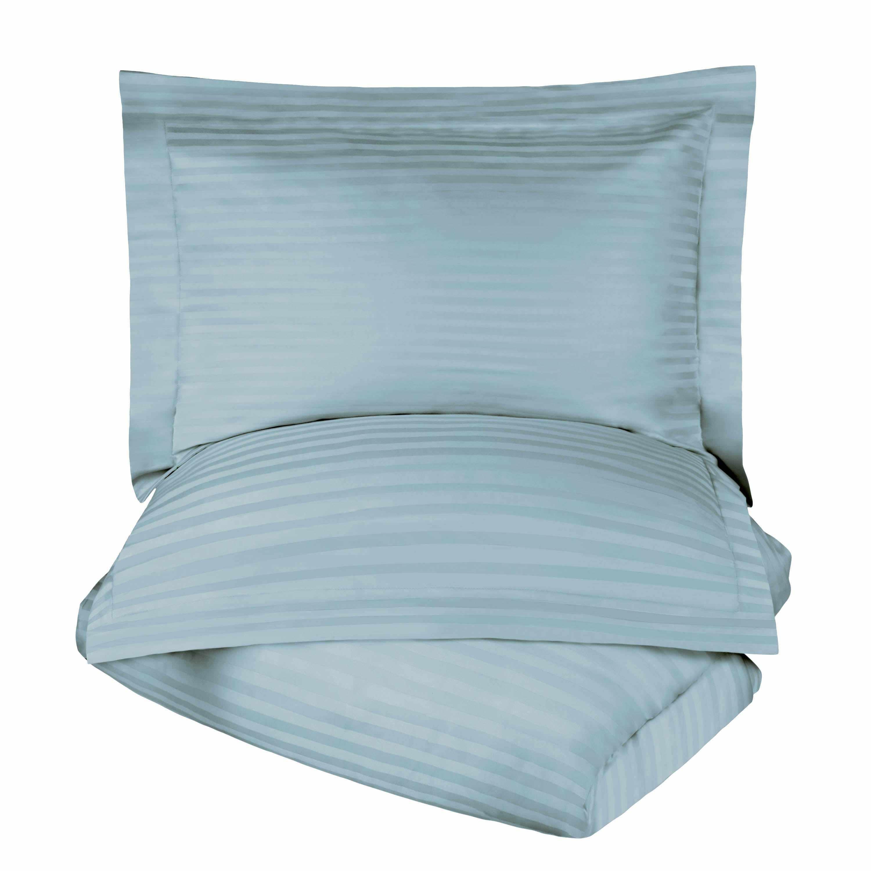 400 Thread Count Lightweight Stripe Egyptian Cotton Duvet Cover Set - Queen Size, Breathable & Soft Bedding for All Seasons - Perfect for Master Bedroom, Guest Room & Hotel Use