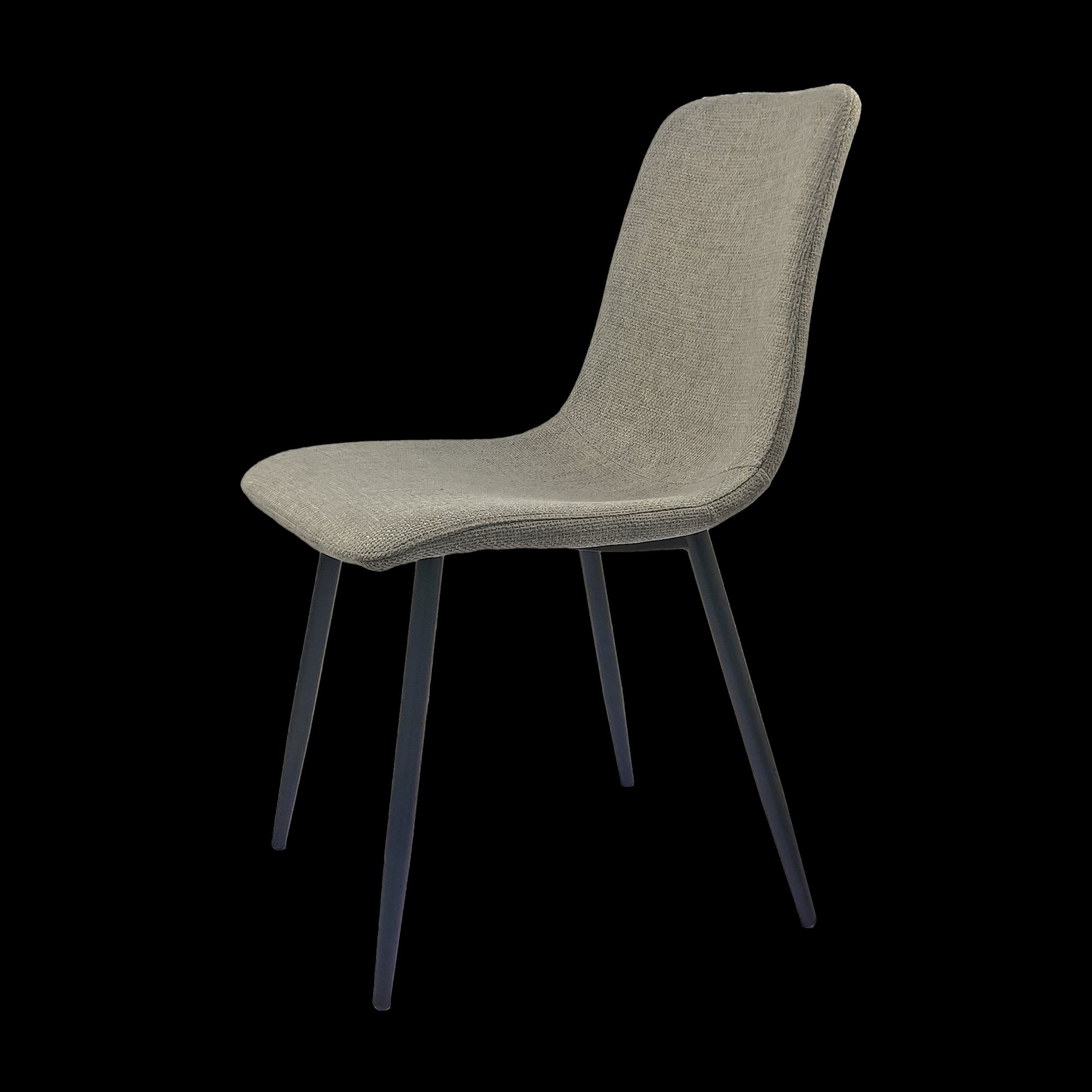 Modern Upholstered Dining Chairs Set of 4 - Grey Linen Cushion with Sturdy Black Metal Legs for Kitchen, Dining Room & Breakfast Nook - Comfortable & Stylish Seating for Family Meals, Entertaining & Small Spaces