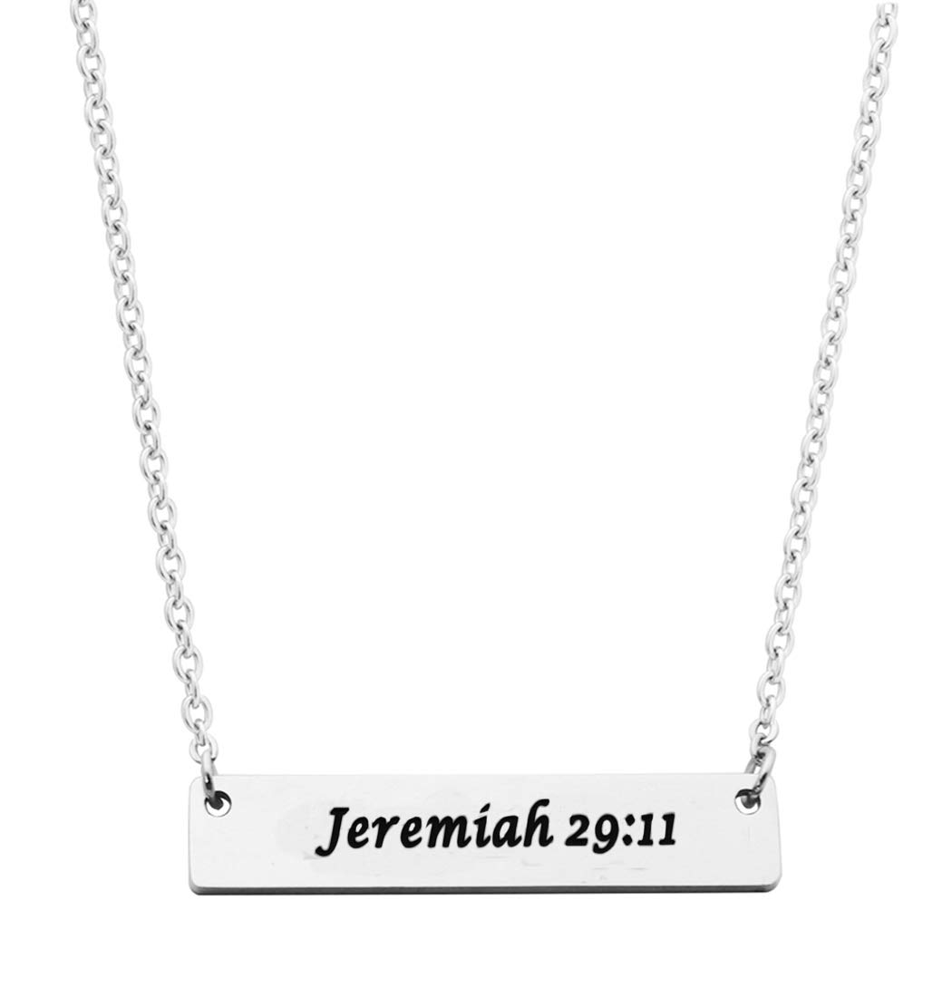Beeshion Christian Bar Necklace - Stainless Steel Bible Verse Jewelry for Women - Faith Gift for Prayer & Worship