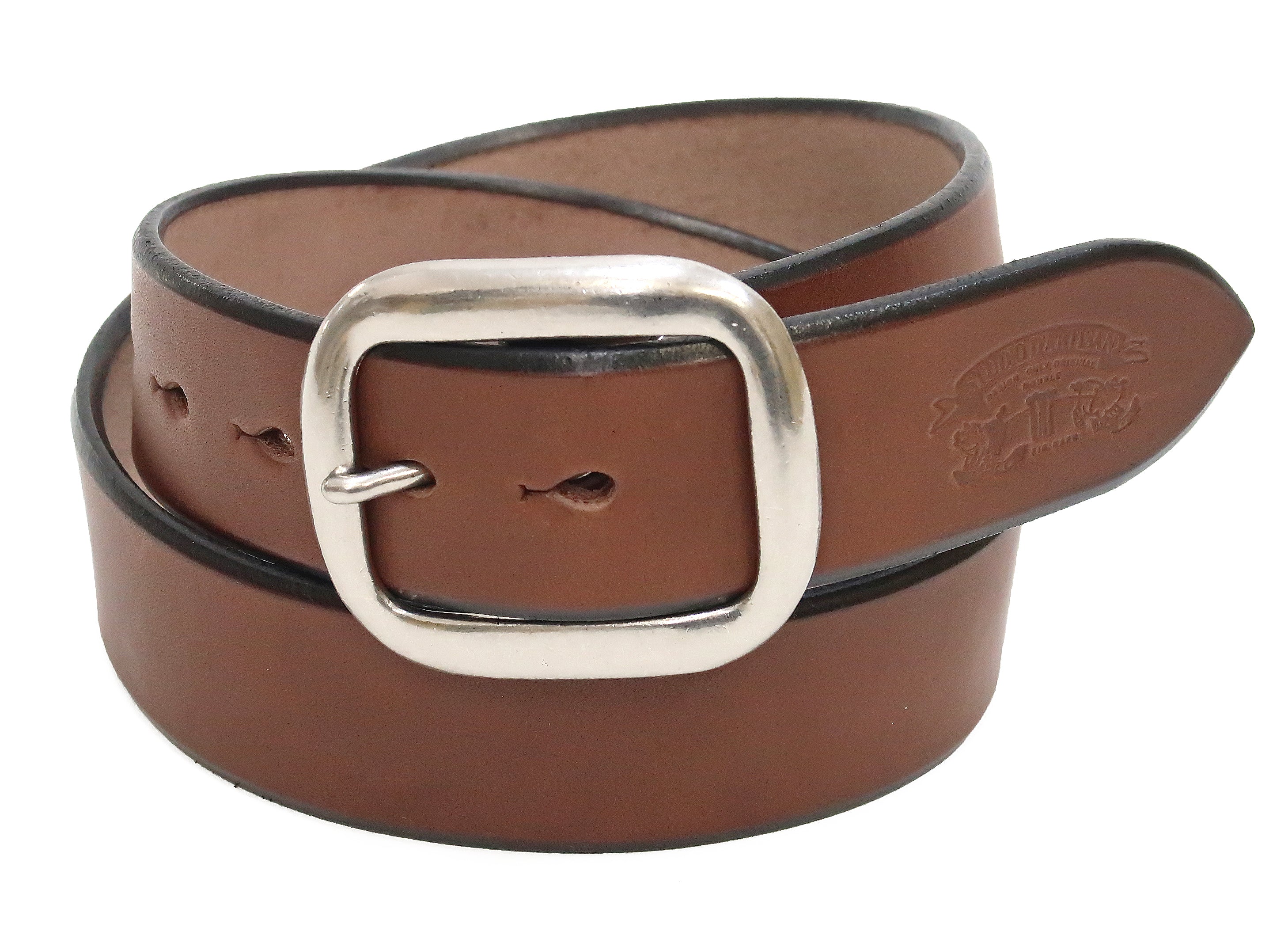 Studio D'artisan Men's Casual Leather Belt - 38mm Wide, 5mm Thick Brown Leather with Oval Buckle (Size B 81) - Perfect for Office, Jeans & Everyday Wear