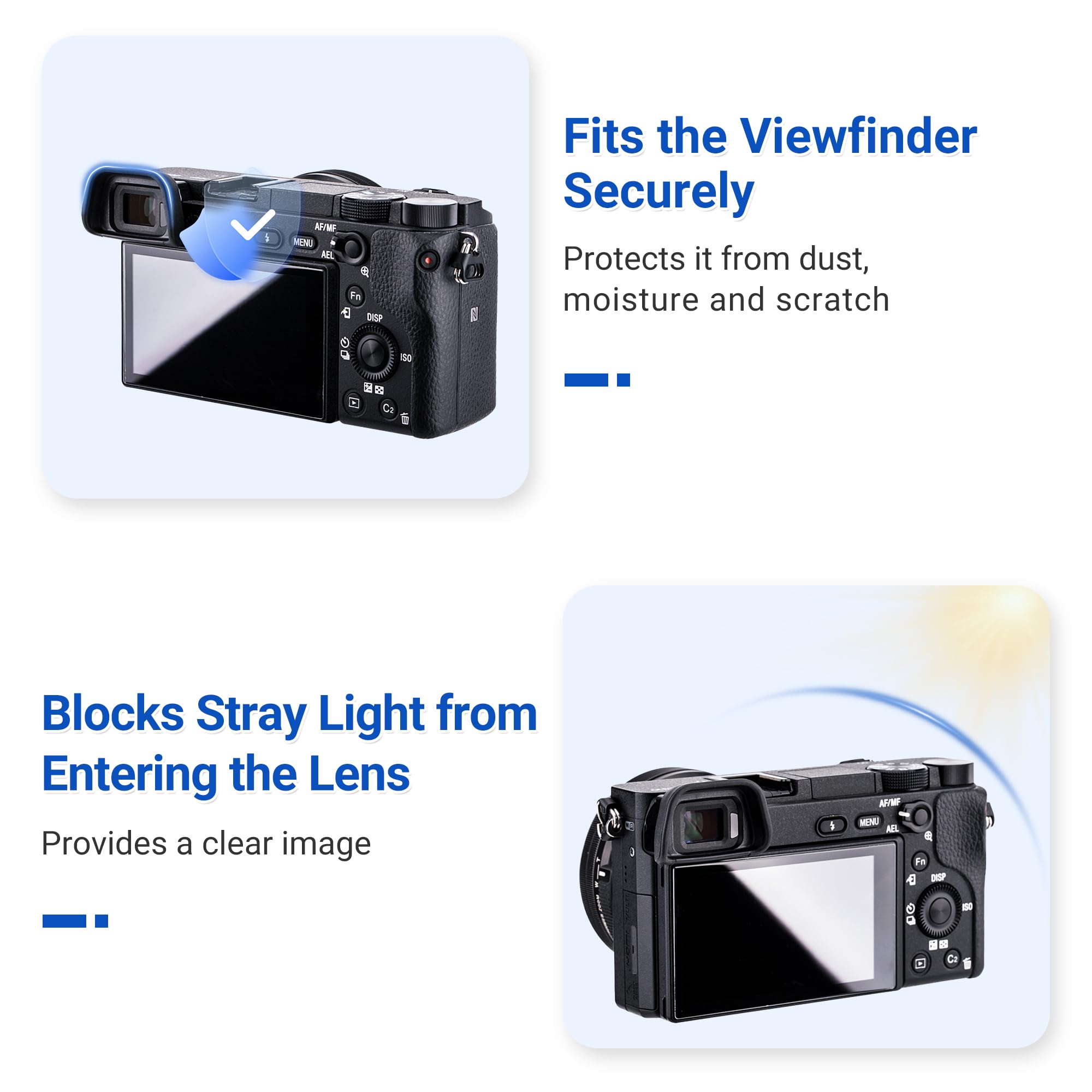 JJC 2-Pack Soft Viewfinder Eyecup Replacement for Sony A6300 A6100 A6000 NEX-6 NEX-7 & FDA-EV2S - Compatible with Sony FDA-EP10 Eyepiece - Perfect for Outdoor Photography, Travel & Low-Light Shooting