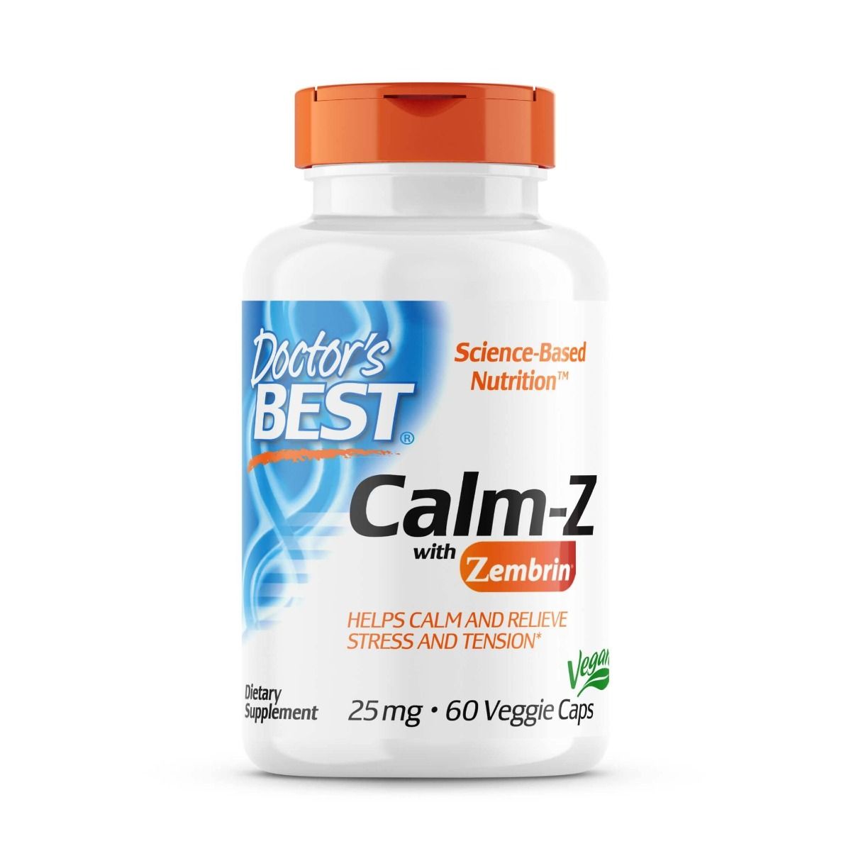 Doctor's Best Calm Z with Zembrin 25mg - 60 Vegetarian Capsules for Stress Relief & Relaxation - Supports Mental Clarity & Sleep - Vegan, Non-GMO Supplement for Daily Wellness