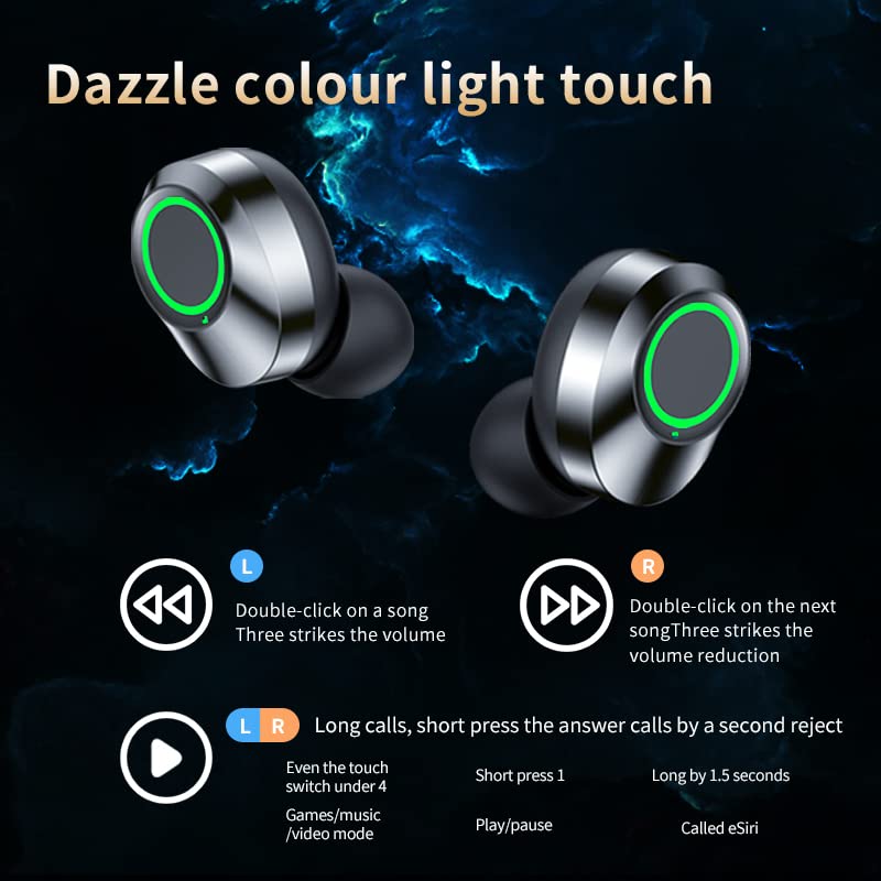 TWS True Wireless Earbuds Bluetooth 5.0, IPX7 Waterproof In-Ear Headphones with Noise Cancellation for iPhone & Android - Perfect for Gym, Running, Travel & Small Ear Canals