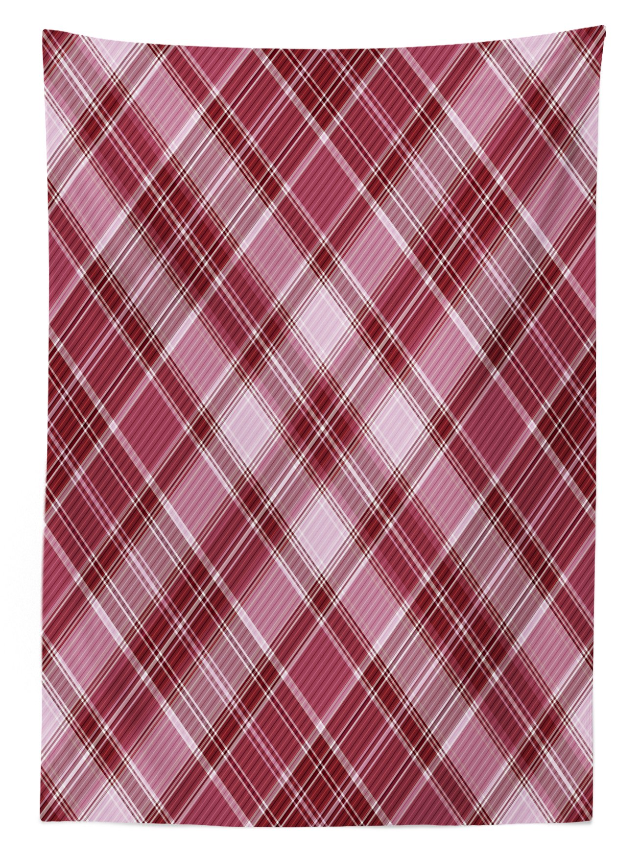 Ambesonne Checkered Outdoor Tablecloth - Diagonal Striped Picnic Table Cover with Rose & White Rhombus Pattern, Washable & Durable 58x84 Inches - Perfect for Garden Parties, BBQs, and Outdoor Dining Events