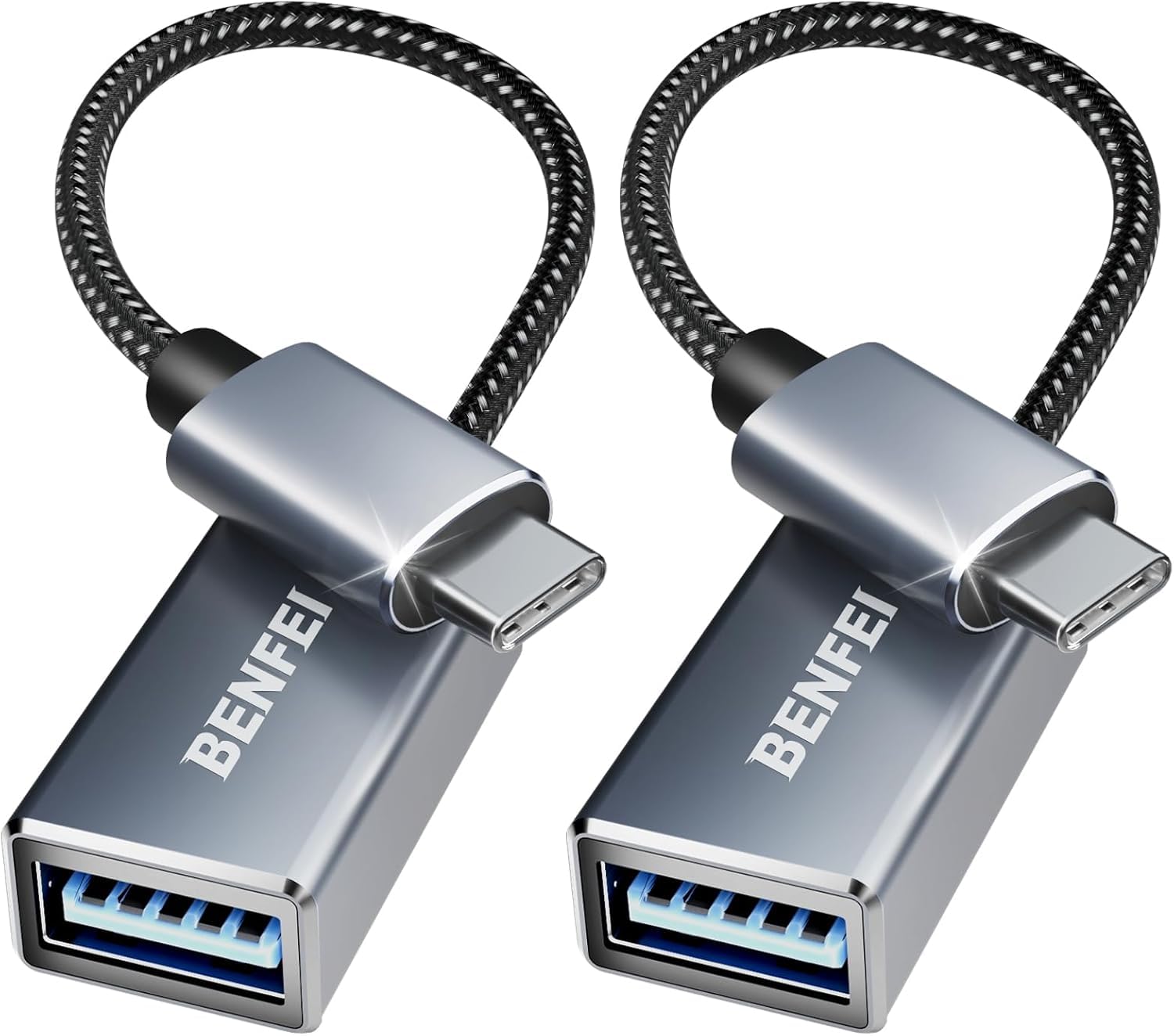 BENFEI USB C to USB 3.0 Adapter (2 Pack) - USB Type C Male to USB A Female Converter Compatible with iPhone 15 Pro/Max, MacBook Pro/Air 2023, iMac, Galaxy S23, Dell XPS 17 - Perfect for Data Transfer & Charging Devices