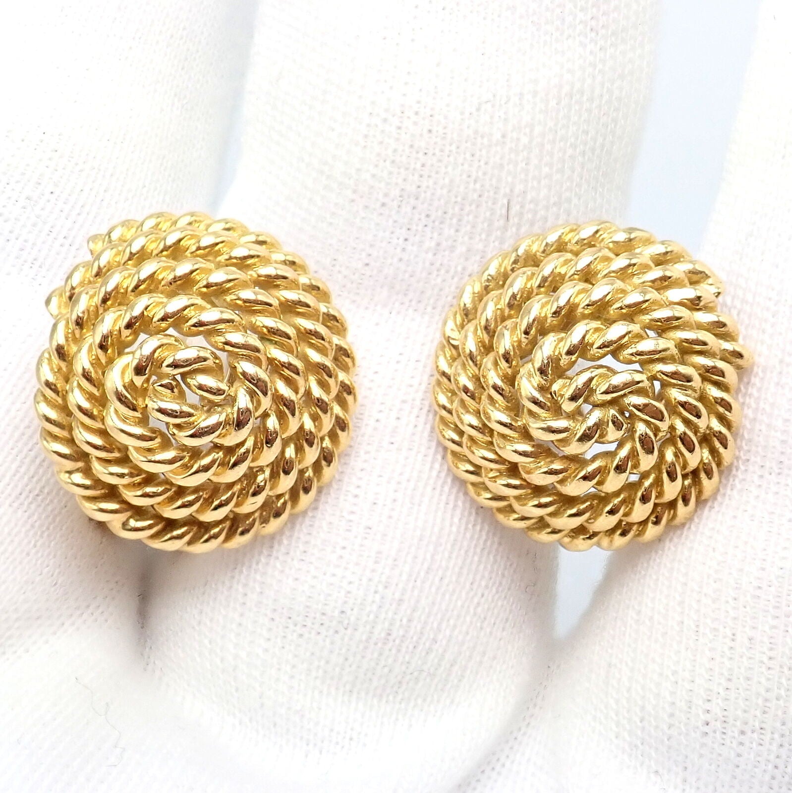 Authentic Vintage Tiffany & Co 18k Yellow Gold Large Coiled Rope Earrings - Luxury Jewelry for Women, Perfect for Weddings, Parties & Special Occasions