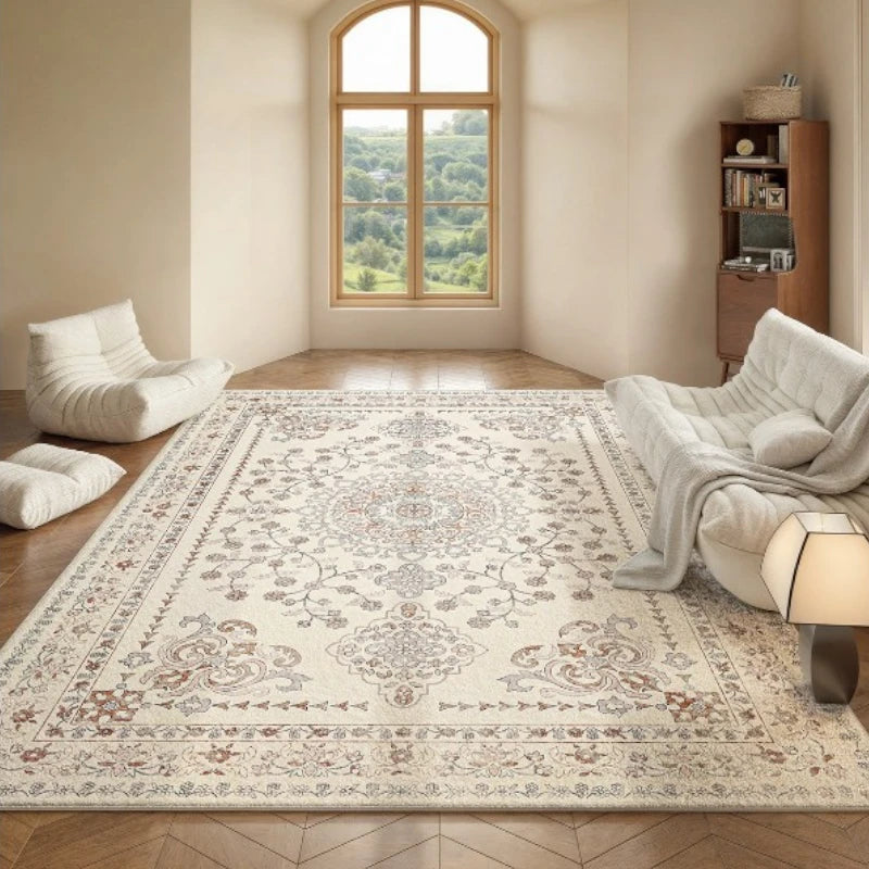 Adley Persian Faux Wool Waterproof Area Rug - Non-Slip Soft Living Room Rug for Bedroom, Dining Room, and Home Decor