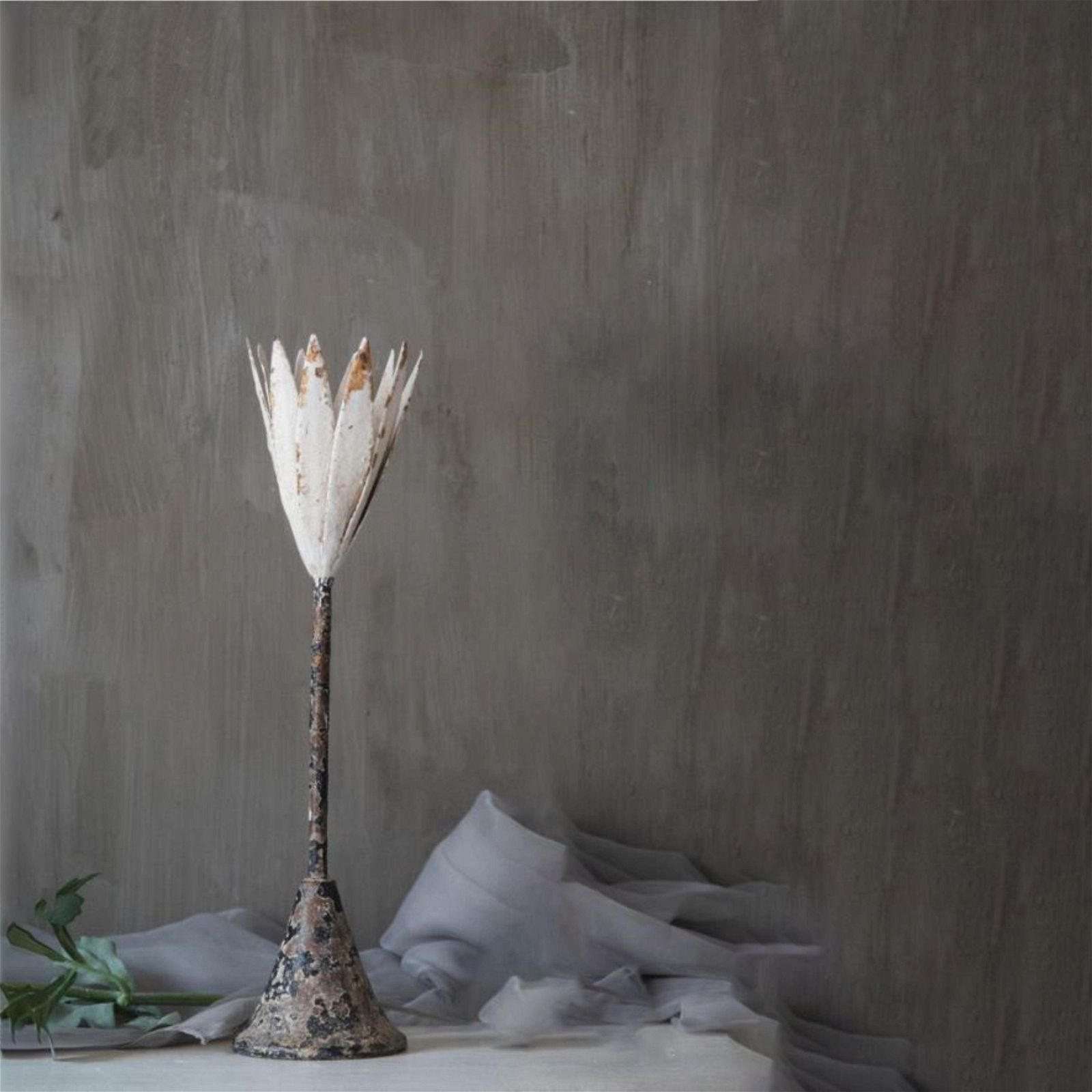 Vintage White Iron Long Stem Candle Holder with Floral Design - Elegant Home Decor for Dining Table, Wedding Centerpiece & Romantic Ambiance