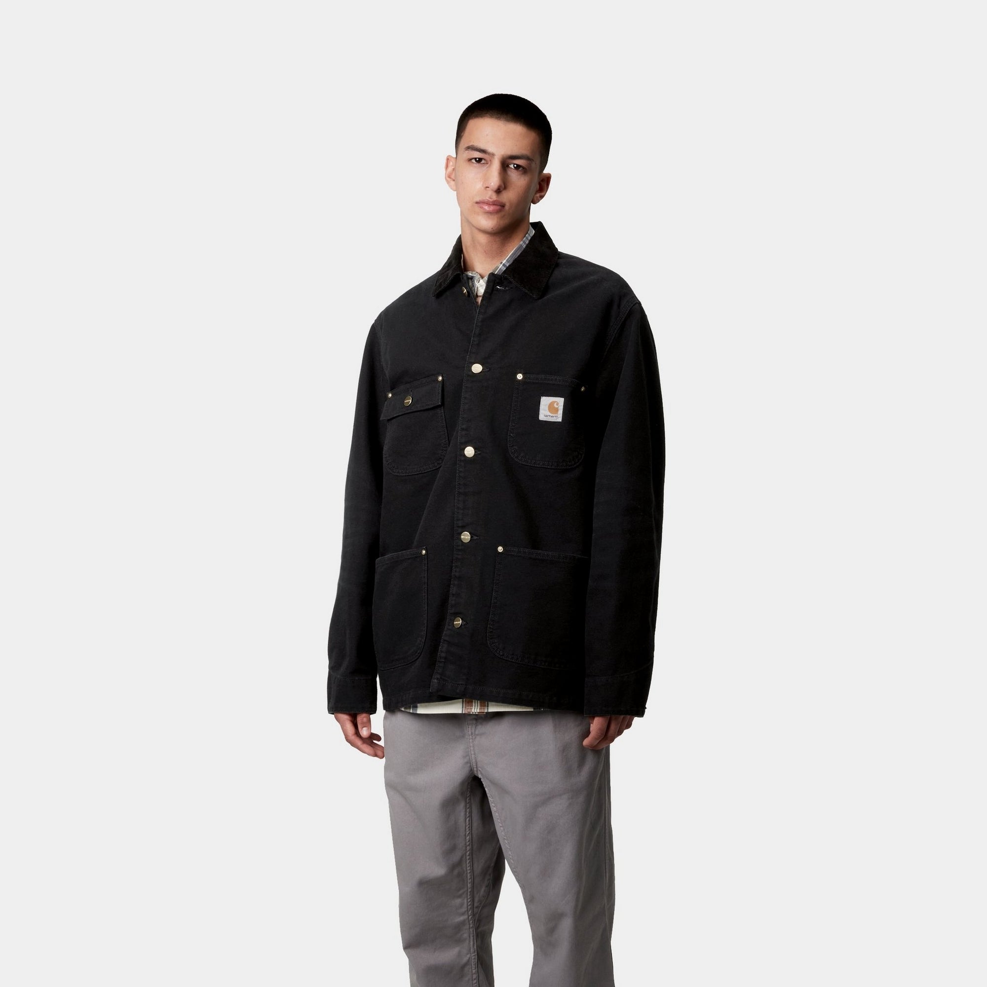 OG Chore Coat for Men - Spring Work Jacket in Black Aged Canvas | Durable Outdoor Workwear for Gardening, Hiking & Casual Wear