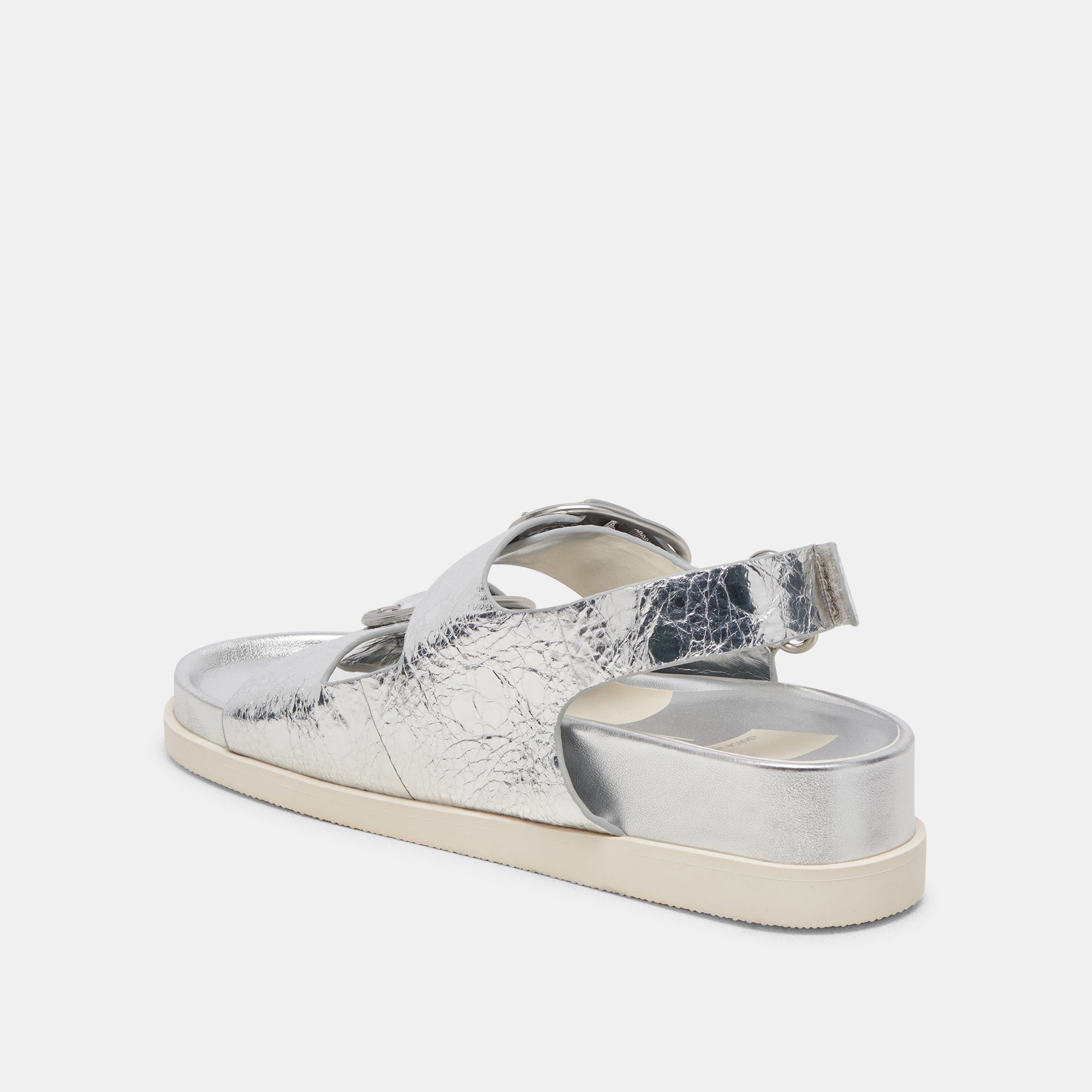 STARLA Women's Silver Distressed Leather Sandals - Comfortable & Stylish for Beach, Vacation & Summer Outfits