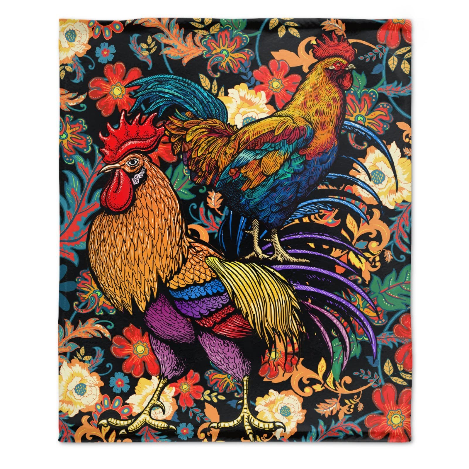 Soft Fluffy Fleece Cockerel Rooster Throw Blanket - Super Large 120x90 Inches Cozy Luxury Flannel Blanket for Couch, Bedroom, Camping - Cute Animal Hedgehog Design - Perfect Gift for Boys, Girls & Family - Ideal for Movie Nights, Picnics and Winter Snuggles