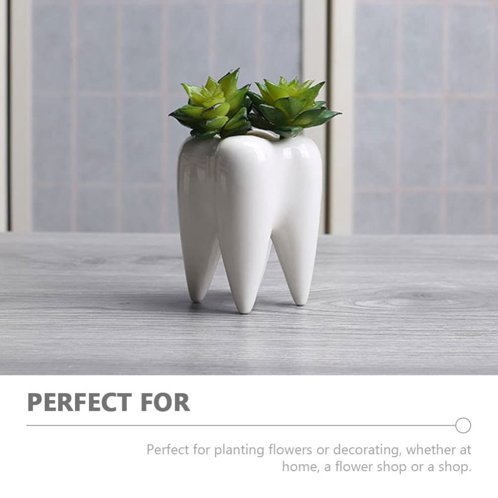 GANAZONO 4-Pack Ceramic Flower Pots - White Decorative Earthenware Planters for Succulents, Indoor Plants & Home Decor | Perfect for Desktop, Office & Living Room Décor