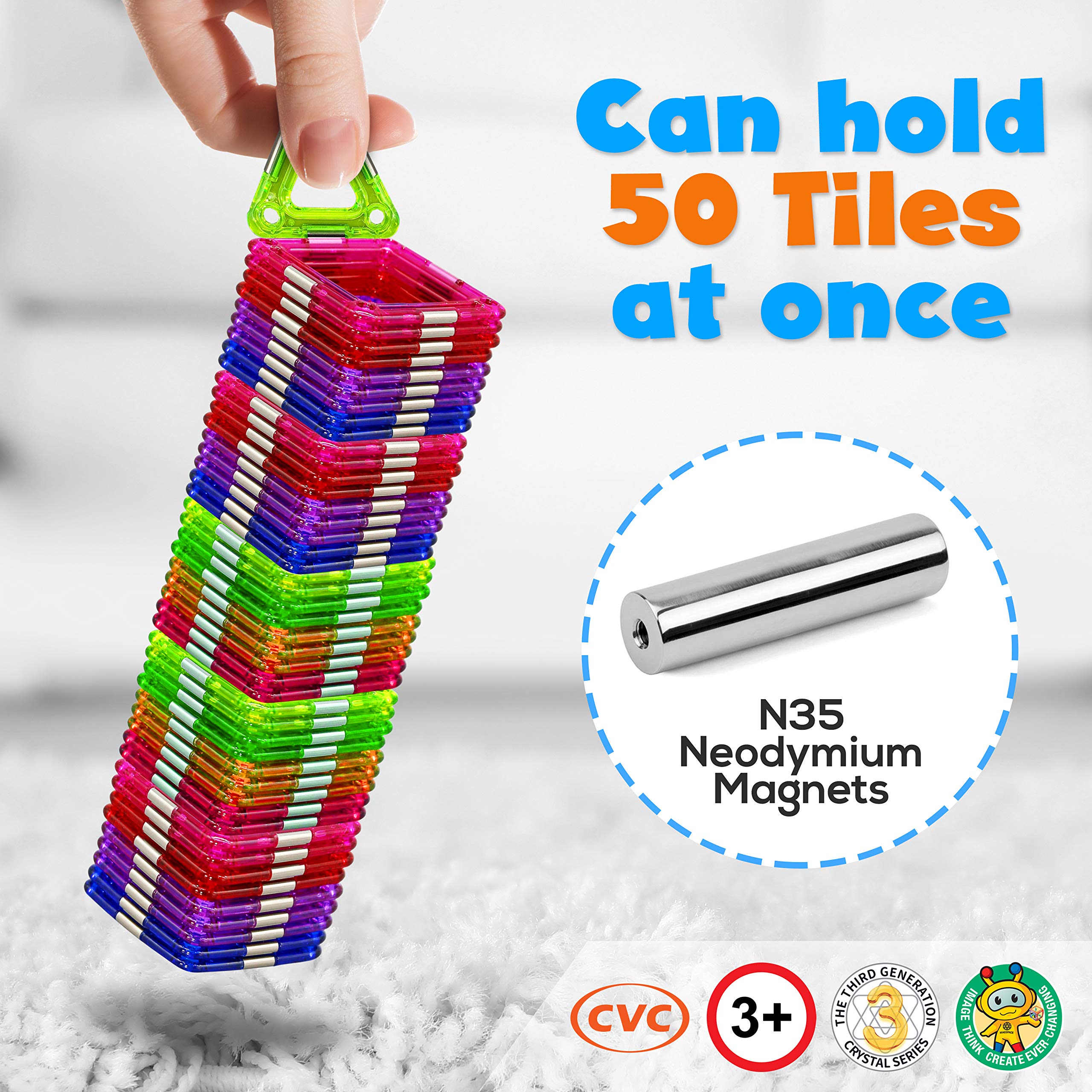 Magnetic Building Blocks for Kids - 102pcs Educational STEM Toys with Car Accessories, Safe Preschool Learning Toys for 3+ Year Old Boys & Girls | Creative Play, Classroom Activities, Birthday Gifts - Hurtle HURMT102