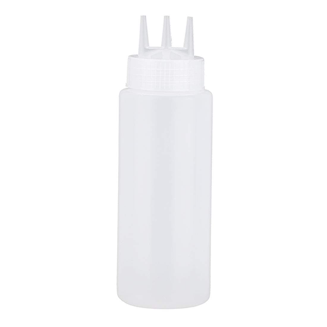 uxcell 23oz Plastic White 3 Hole Squeeze Bottles - Leakproof Condiment Dispenser for Ketchup, Syrup, Dressings, Sauces - Perfect for Kitchen, Restaurant, BBQ & Food Storage