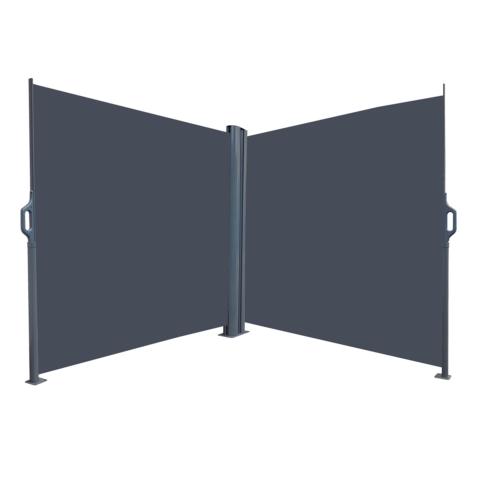 Retractable Patio Screen Privacy Fence - Double Folding Outdoor Sun Shade Wind Screen with Aluminum Support Pole (236