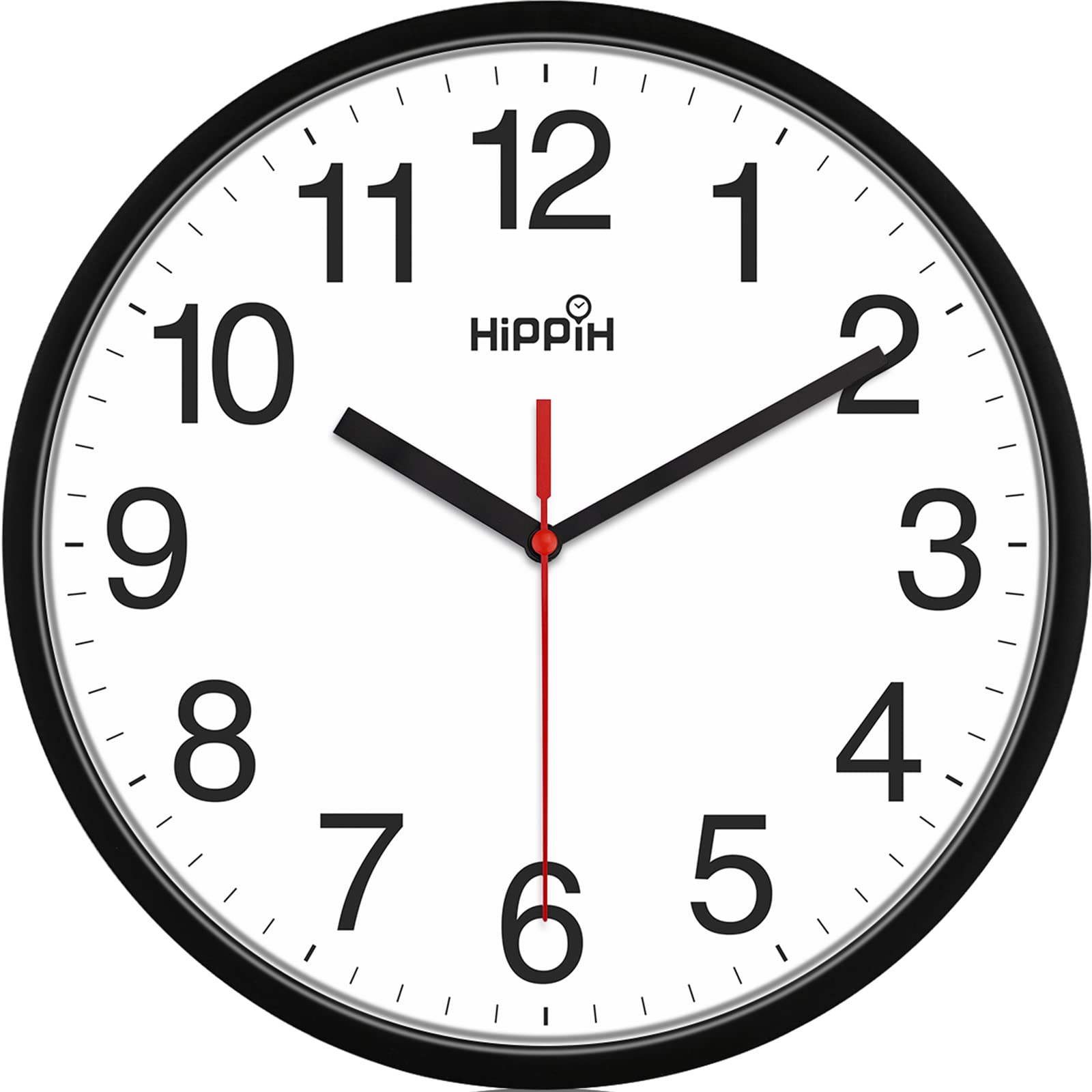 HIPPIH 10 Inch Silent Non-Ticking Round Wall Clock - Battery Operated Quartz Clock for Home, Office & School Decor | Easy to Read Modern Design for Living Room, Bedroom & Classroom