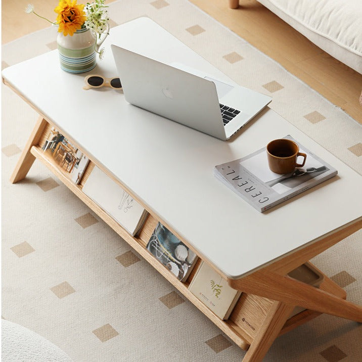 Solid Oak Wood Modern Rocking Coffee Table - Stylish and Durable Living Room Centerpiece for Cozy Home Decor