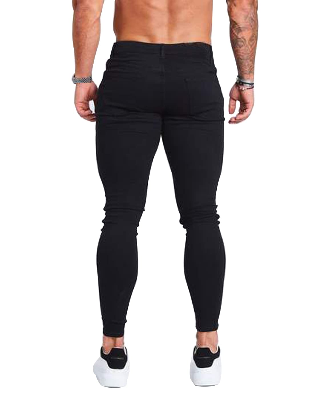 HUNGSON Men's Ripped Skinny Jeans - Stretch Slim Fit Denim Pants for Men | Comfortable & Trendy for Casual Wear, Night Out, and Street Style