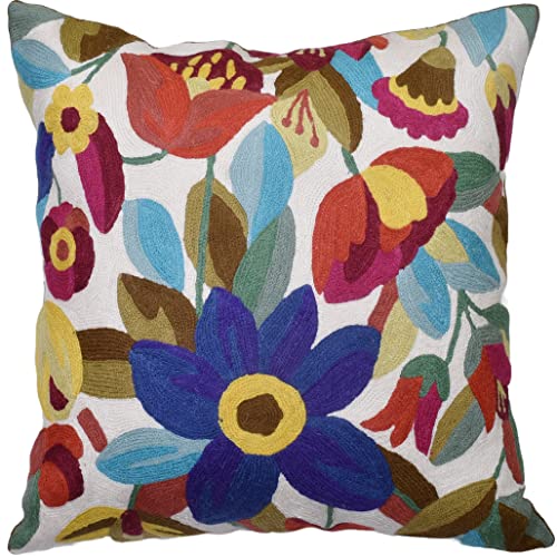 Blue Flower Floral Pillow Cover