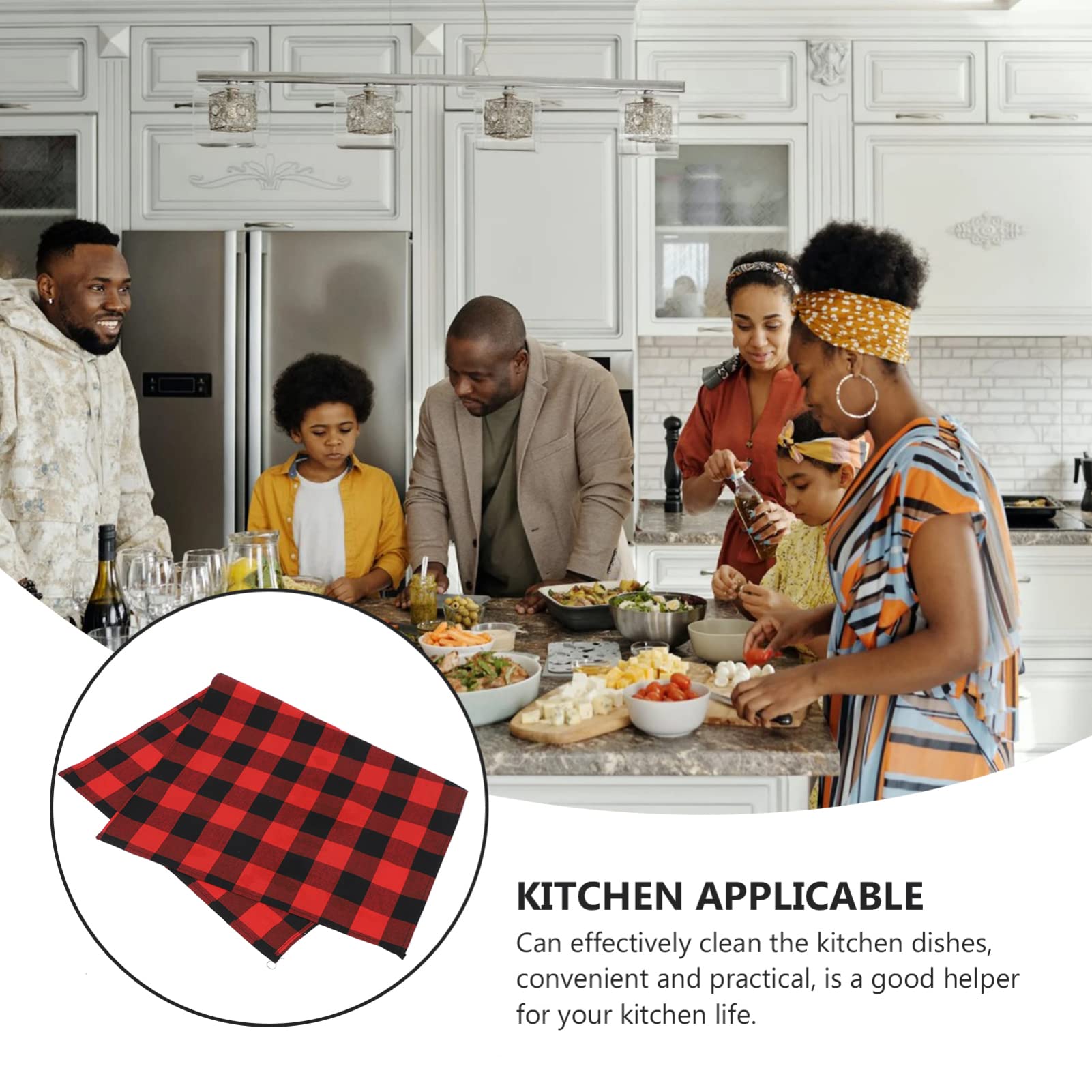 Hemoton 2 Pack Checkered Dish Towels - Super Absorbent Kitchen Cleaning Cloths for Washing Dishes, Drying Hands & Counter Cleaning - Soft & Durable Anti-Scald Dishwashing Towels for Kitchen & Household Use