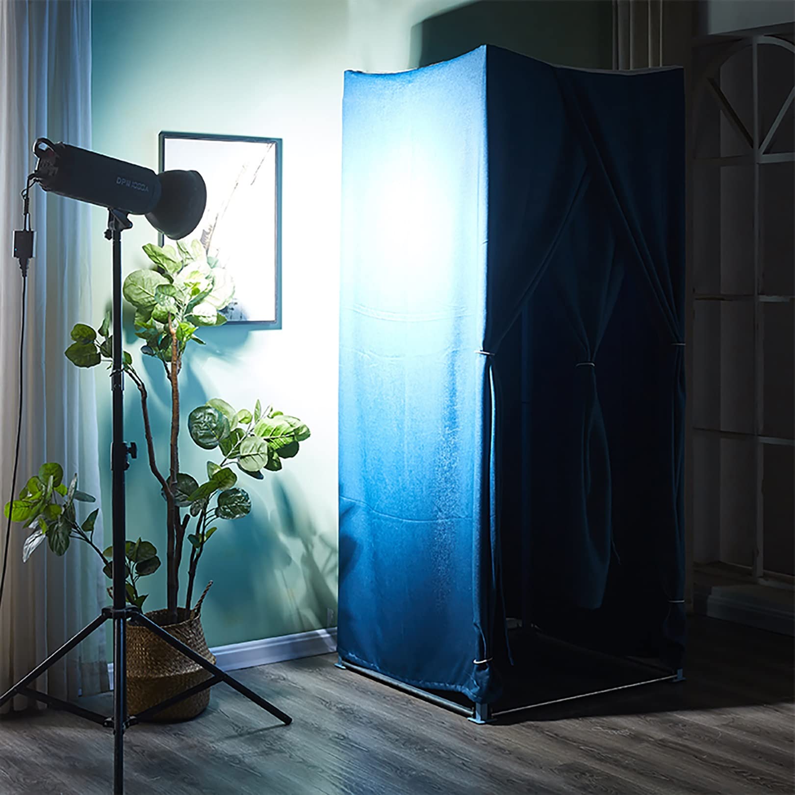 Portable Fitting Room with Blackout Curtain - Easy Assemble Privacy Changing Room for Clothing Stores, Home Try-On & Events | Mobile Dressing Booth with Strong Shading Protection