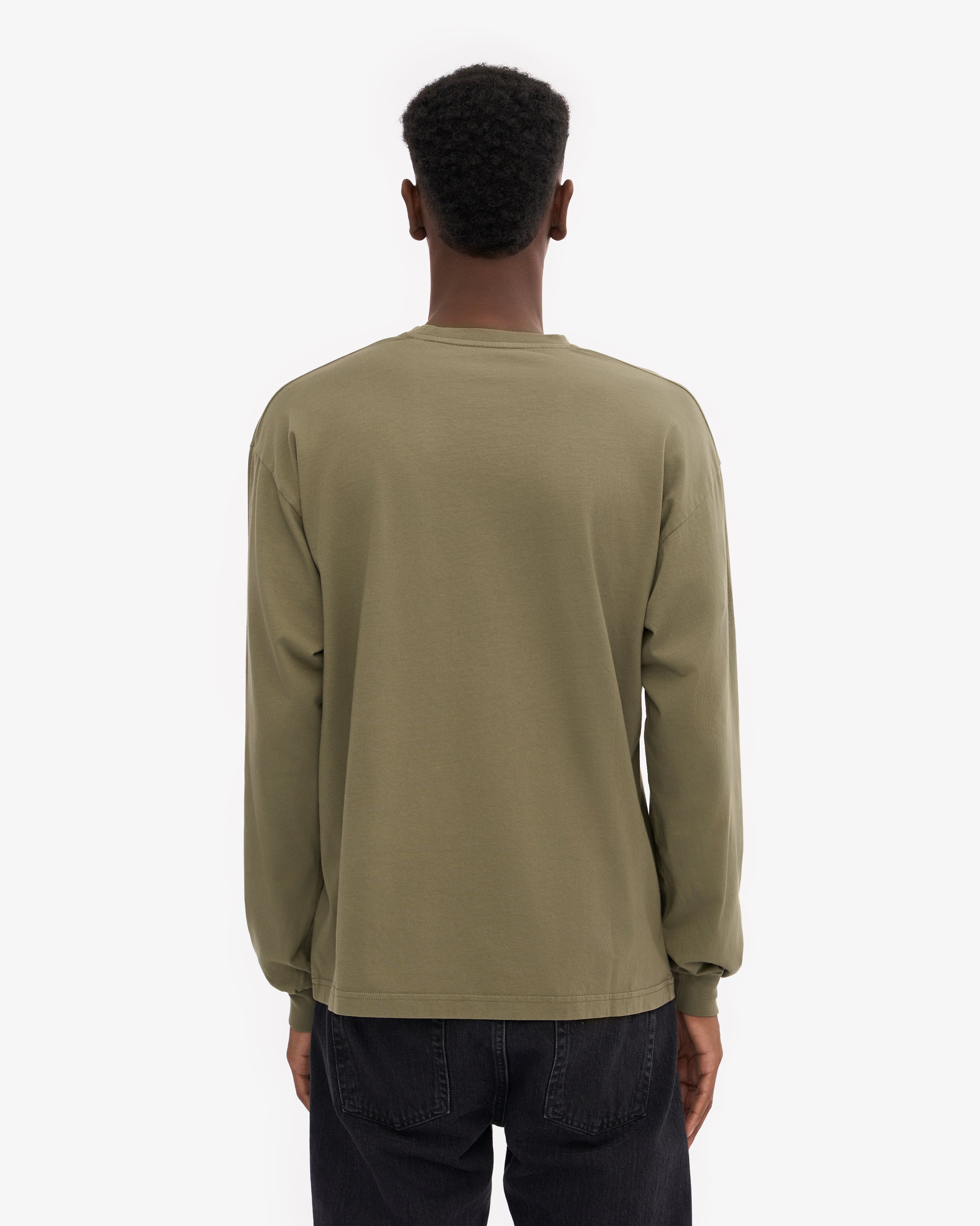 Organic Oversized Long Sleeve T-Shirt for Women - Soft Cotton Dusty Olive Green Top - Casual Loungewear & Streetwear Outfit