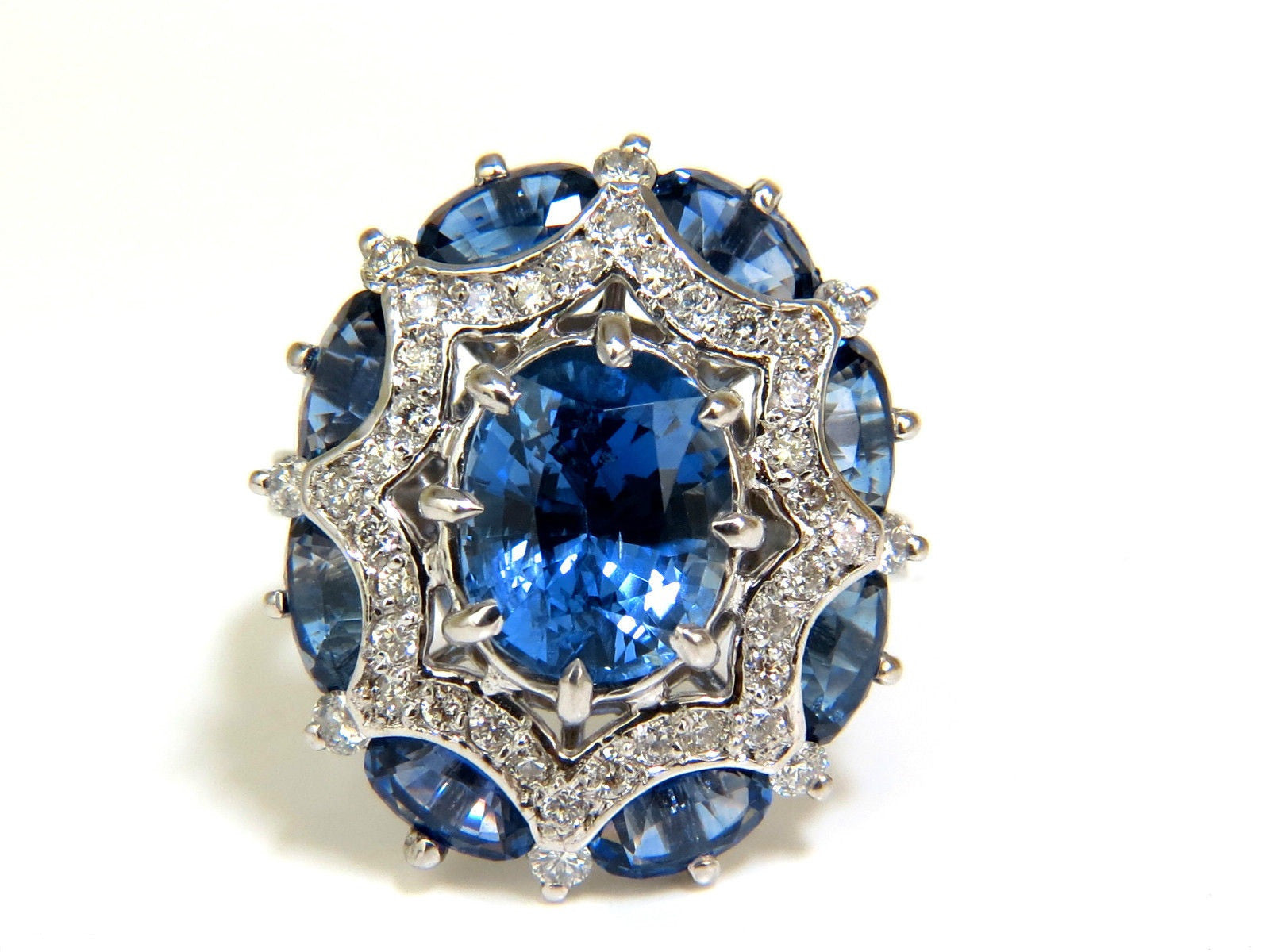 9.10CT GIA Certified Natural No Heat Sapphire & Diamond Cocktail Ring - Perfect for Weddings, Anniversaries & Special Occasions