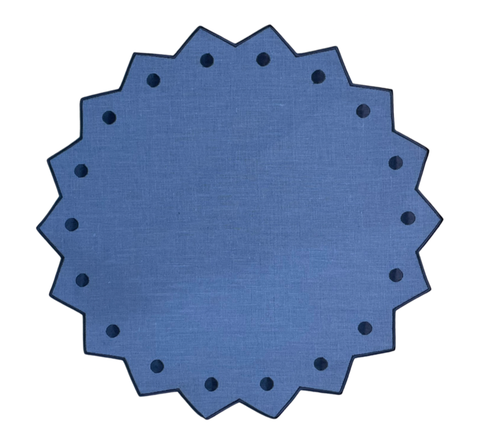 Blue Zig Zag Placemats Set of 4 - Non-Slip Washable Table Mats for Dining & Kitchen Decor - Perfect for Dinner Parties, Holiday Meals & Home Styling