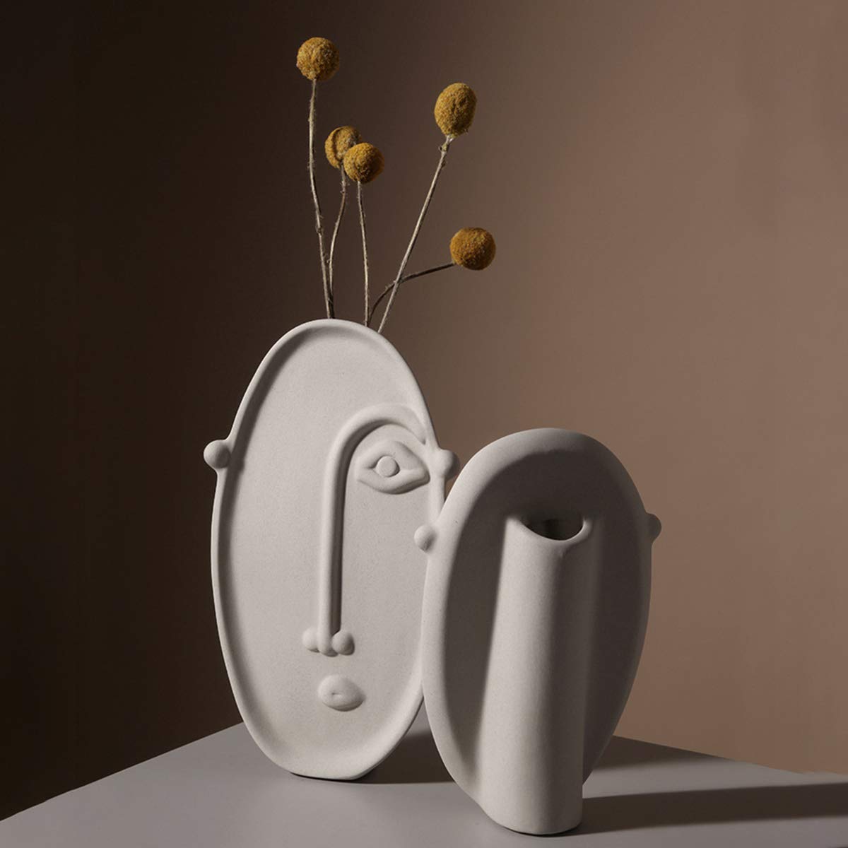 Ceramic Vase - Modern Abstract Face Art Bud Vase for Dry Flowers | Wedding Centerpiece & Office Desk Decor | Perfect for Home Décor, Floral Arrangements & Gift Giving