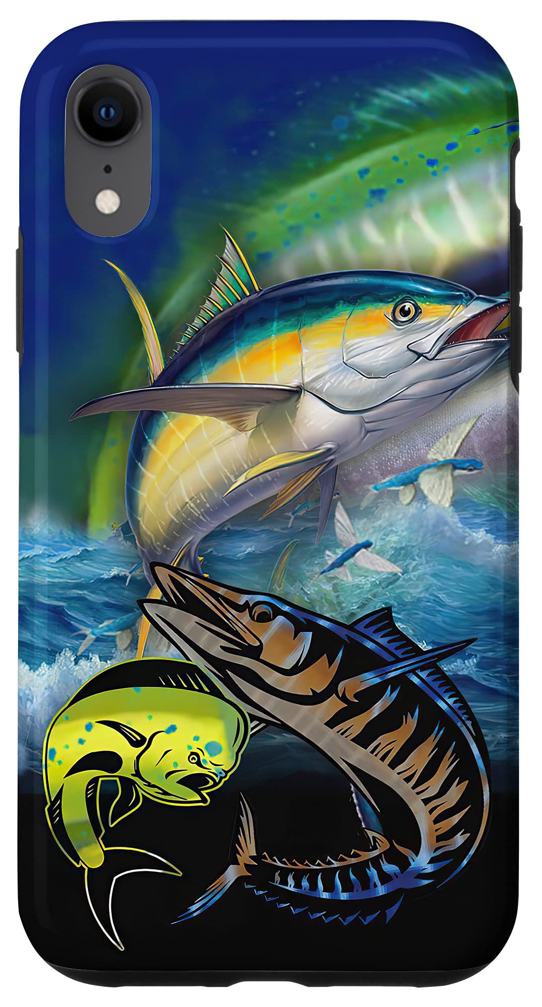 iPhone XR Fishing Camo Personalized Case - Mahi-Mahi, Wahoo & Tuna Design - Perfect Gift for Anglers & Fishing Enthusiasts