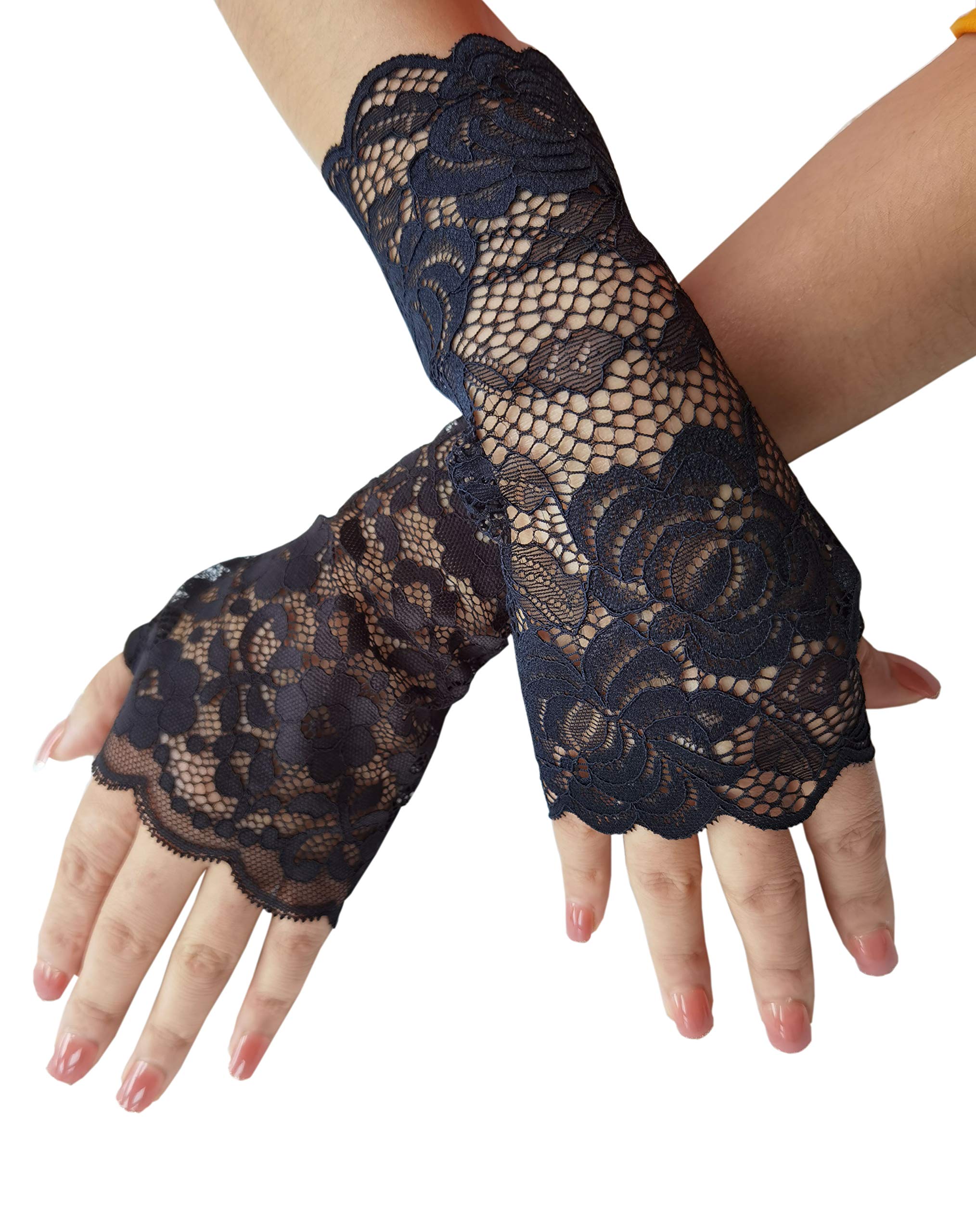 Elegant Women's Lace Fingerless Gloves - Fashionable Party Accessories for Evening Events, Weddings & Cosplay