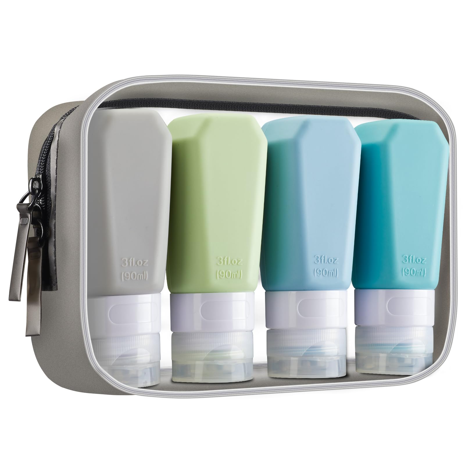INSFIT TSA Approved 3oz Travel Bottles Set - BPA Free Leak Proof Refillable Toiletry Containers for Shampoo & Conditioner with Labels | Perfect for Air Travel, Gym & Vacation Essentials
