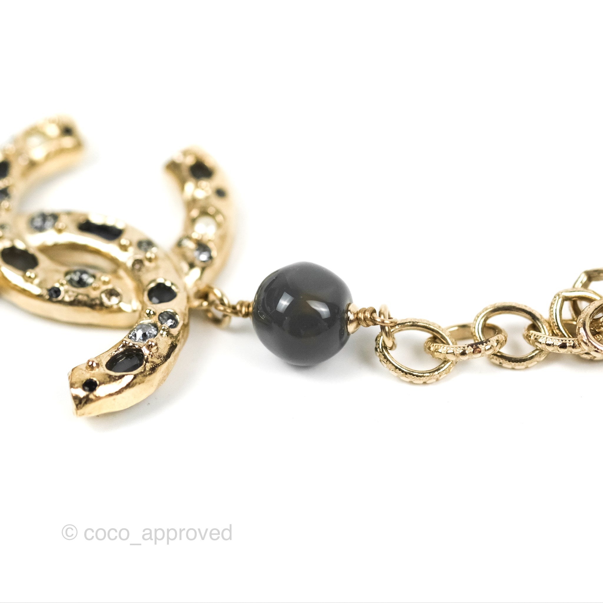 Chanel CC Pearl Gemstone Chain Long Necklace Gold Tone 16A - Elegant Statement Jewelry for Women, Perfect for Parties, Weddings & Special Occasions