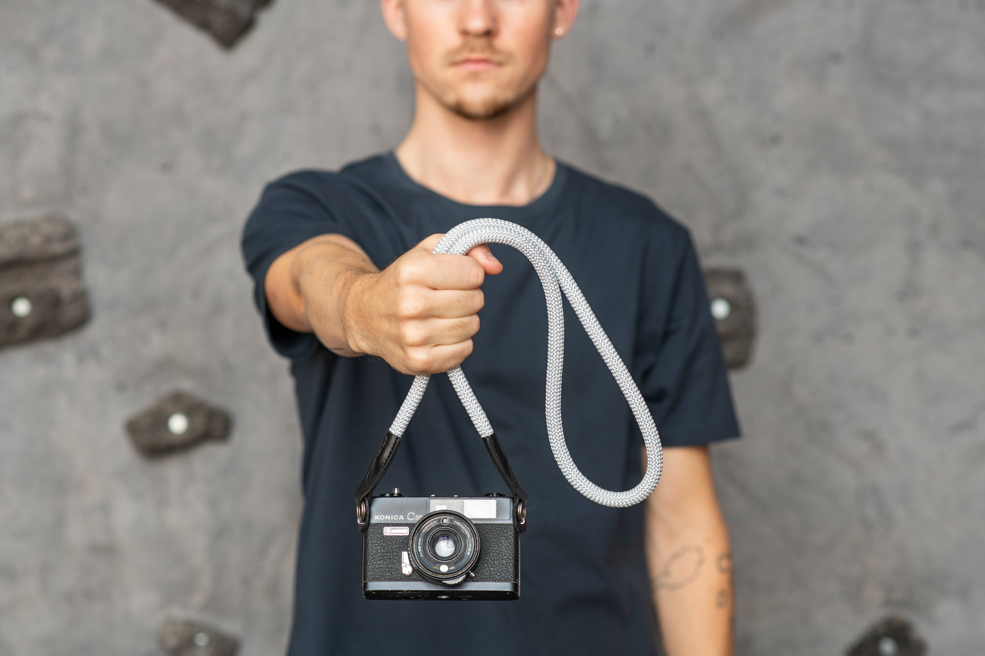 Cooph Rope Camera Strap with Split Ring - 51.2 Inch (130cm) Adjustable Neck Strap for DSLR & Mirrorless Cameras - Durable & Comfortable Silver Gray - Perfect for Travel, Hiking & Photography Enthusiasts