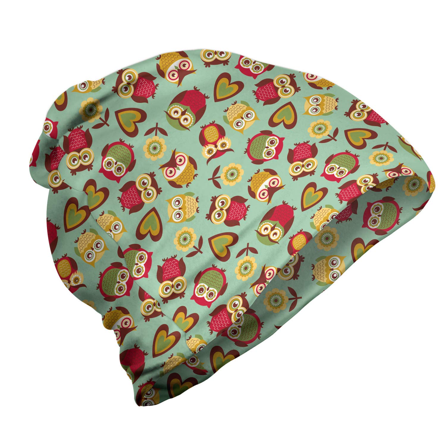 Ambesonne Unisex Winter Beanie Hat with Ornate Birds Design - Soft Warm Knit Cap for Men & Women - Perfect for Hiking, Outdoor Activities & Cold Weather Fashion