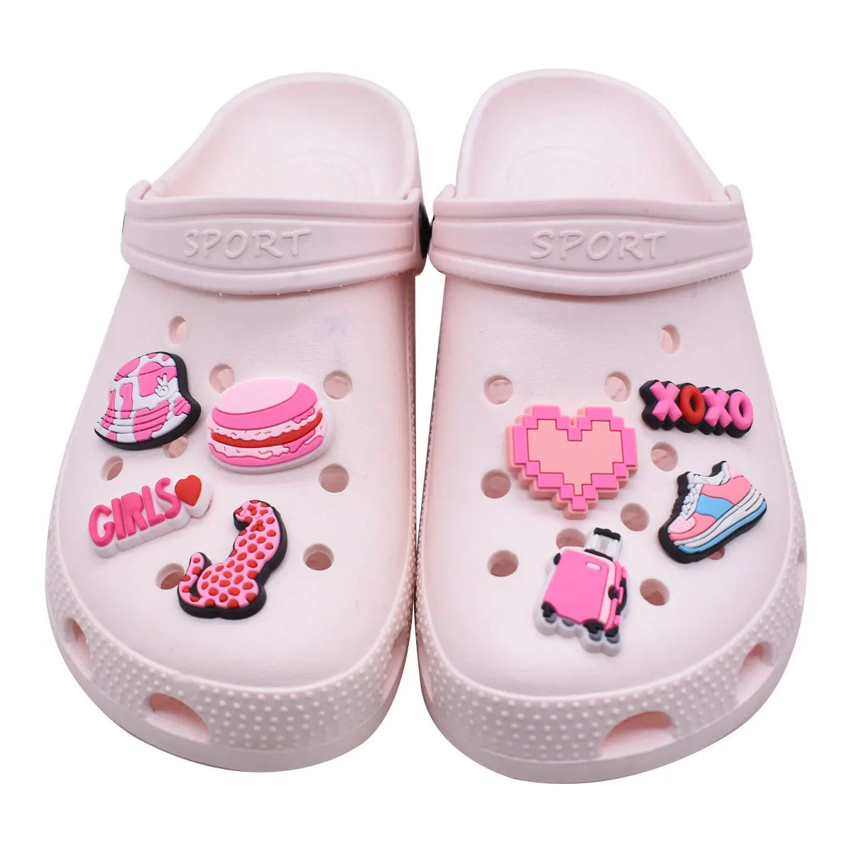1Pcs PVC Pink Shoe Charms for Crocs - Cute DIY Accessories for Girls & Women - Perfect for Bracelets, Wristbands, Party Gifts & Jibbitz Decorations - Great for Birthday Parties, School Events & Fashion DIY Projects