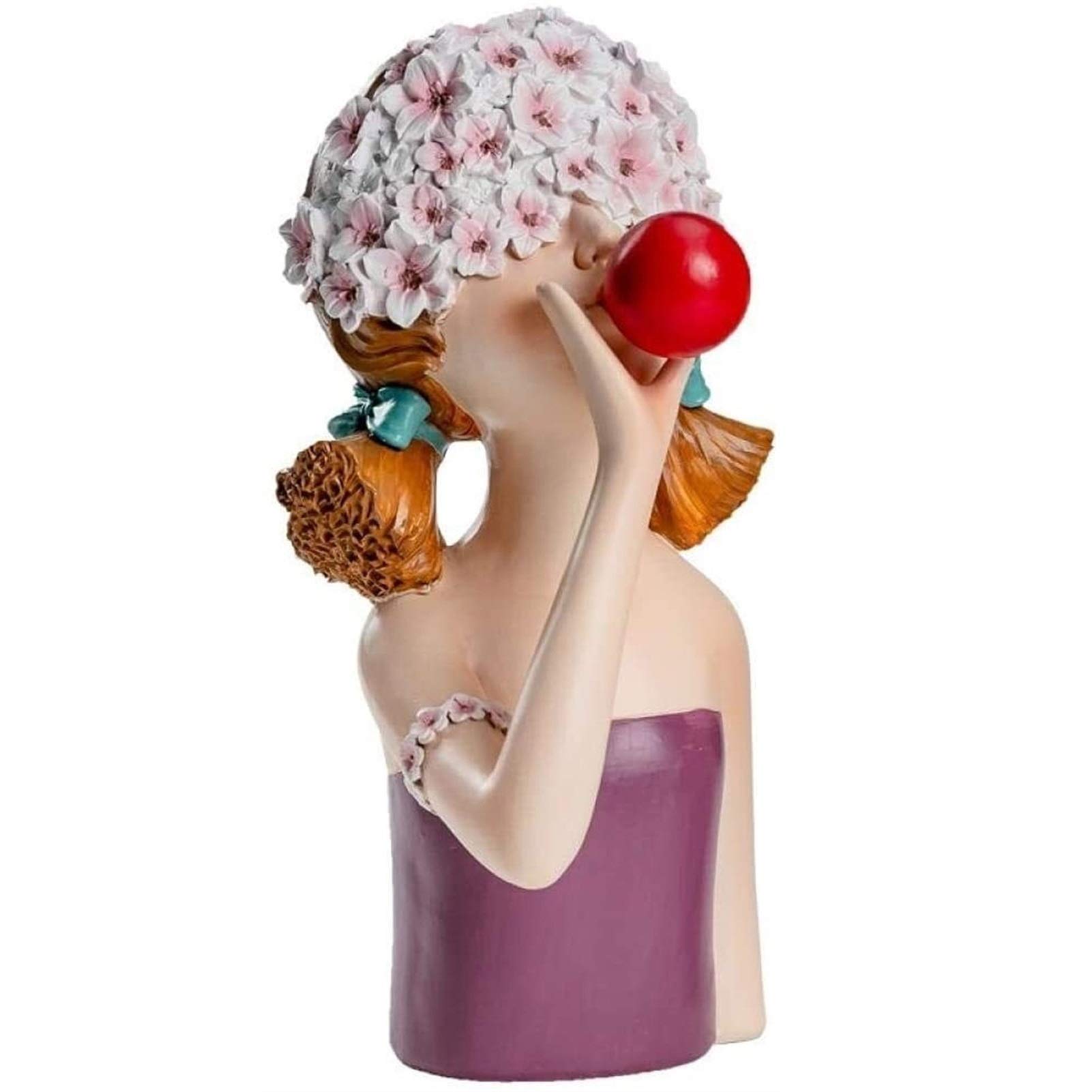 Nordic Resin Blowing Bubbles Girl Sculpture - Cute Creative Vase Decoration, Kids Room Ornament, Purple Face Statue for Home & Office Decor | Perfect Gift for Birthdays & Housewarming