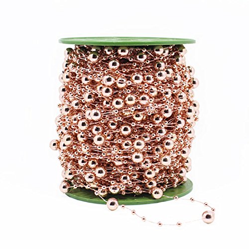 200 Feet Rose Gold Pearl Garland Roll - Premium Beaded Wire for Wedding Decor, Party Supplies, DIY Crafts & Home Decoration - Elegant Pearl Strands for Centerpieces, Backdrops & Event Styling