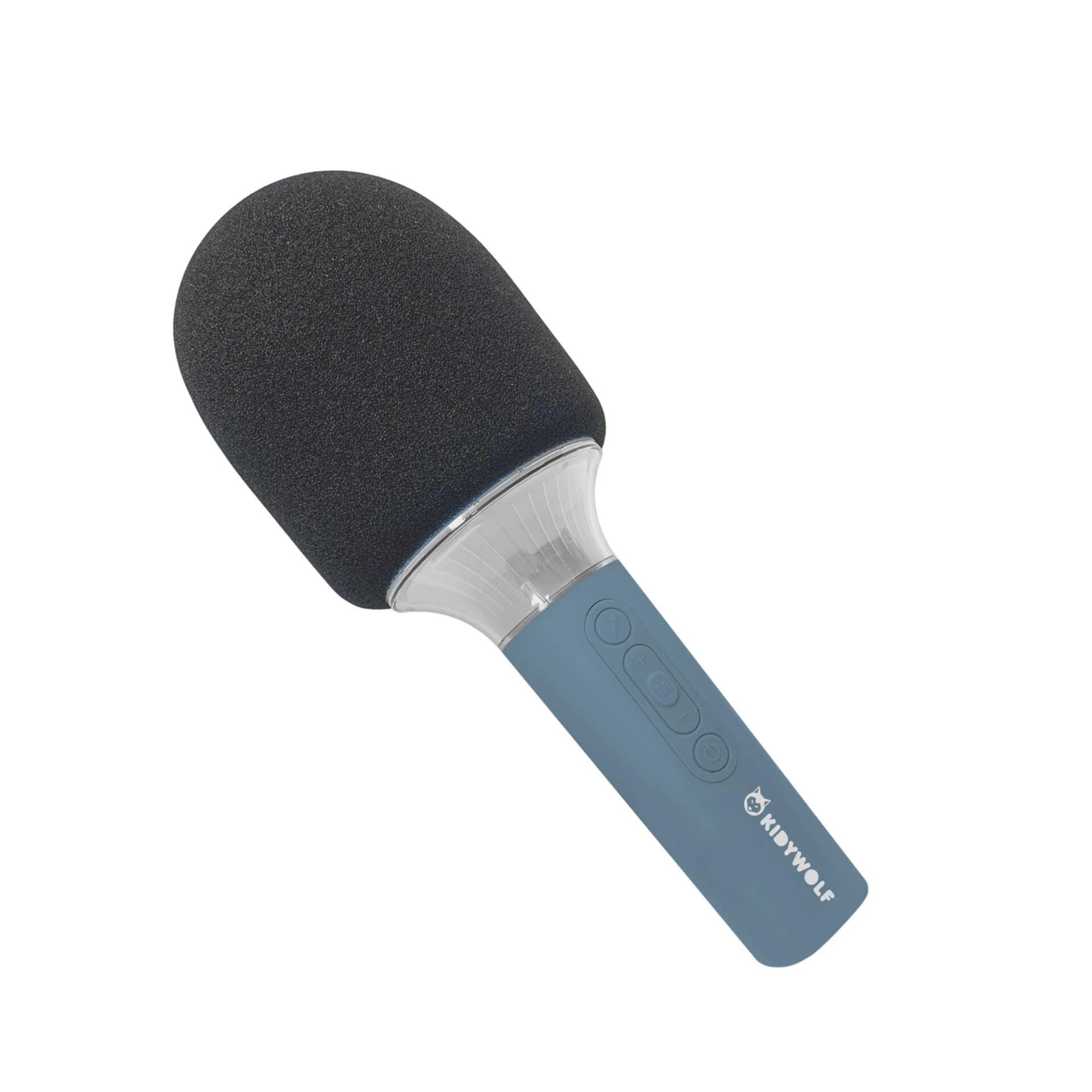 KIDYWOLF Bluetooth Microphone with LED Light - Blue Wireless Karaoke Mic for Kids & Adults - Perfect for Singing, Parties, and Home Entertainment