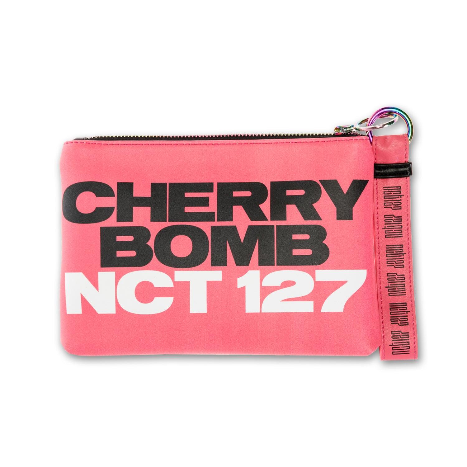 NCT 127 Official Cherry Bomb Clutch with Makeup Bag & Keychain - Kpop Merchandise for Concerts, Fan Meetings & Daily Use