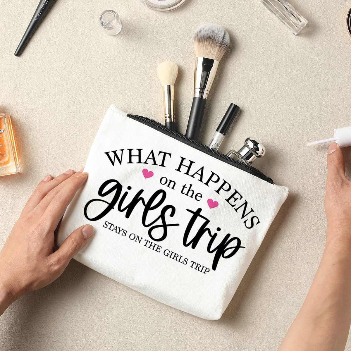 Stylish Travel Makeup Bag - Perfect Graduation Gift, Best Friend Gift & Sister Trip Present - Cosmetic Organizer Pouch with Zipper - Great for Christmas, Birthday & Friendship Gifts - Ideal for Travel, Daily Use & Gift-Giving Occasions