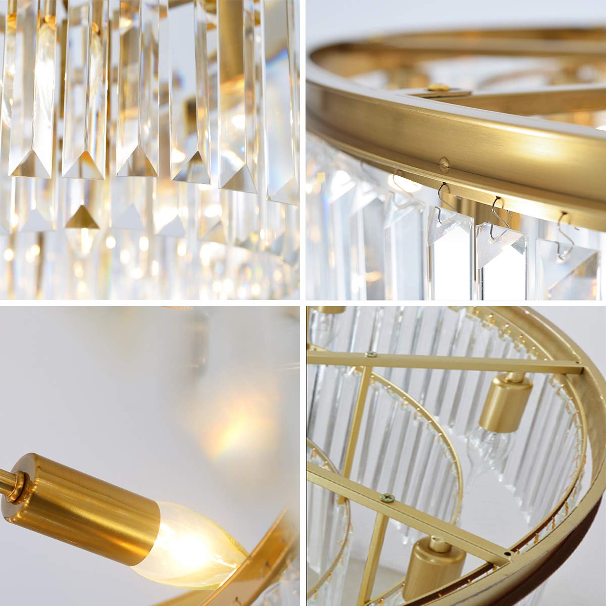 Modern Gold 4-Tier Crystal Chandelier Light - 10-Light Adjustable Height Pendant Ceiling Fixture (23 Inch Diameter) for Dining Room, Entryway, Living Room | Elegant Lighting for Weddings, Restaurants & Luxury Home Decor
