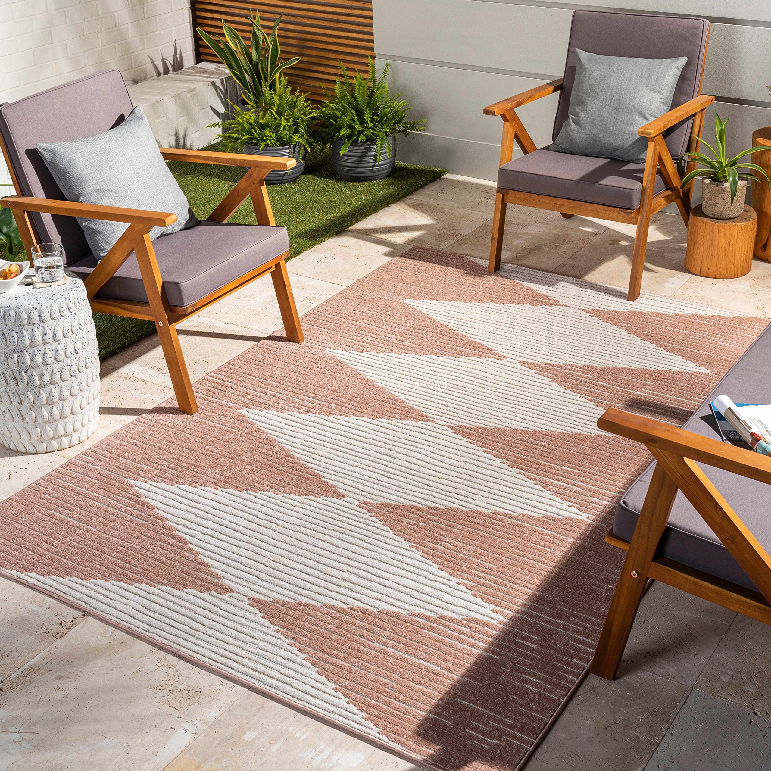 Hauteloom Tambilil Indoor Outdoor Area Rug - Beige & Brown - 6'7