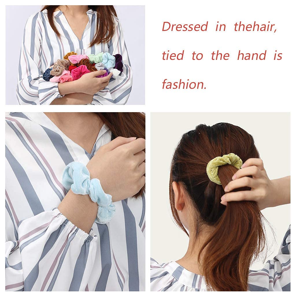 Shidara 24-Piece Velvet Hair Scrunchies Set - Soft Elastic Hair Ties for Women & Girls - Hair Bands & Ropes for Ponytails, Buns & Braids - Perfect for School, Work, Gym & Everyday Styling
