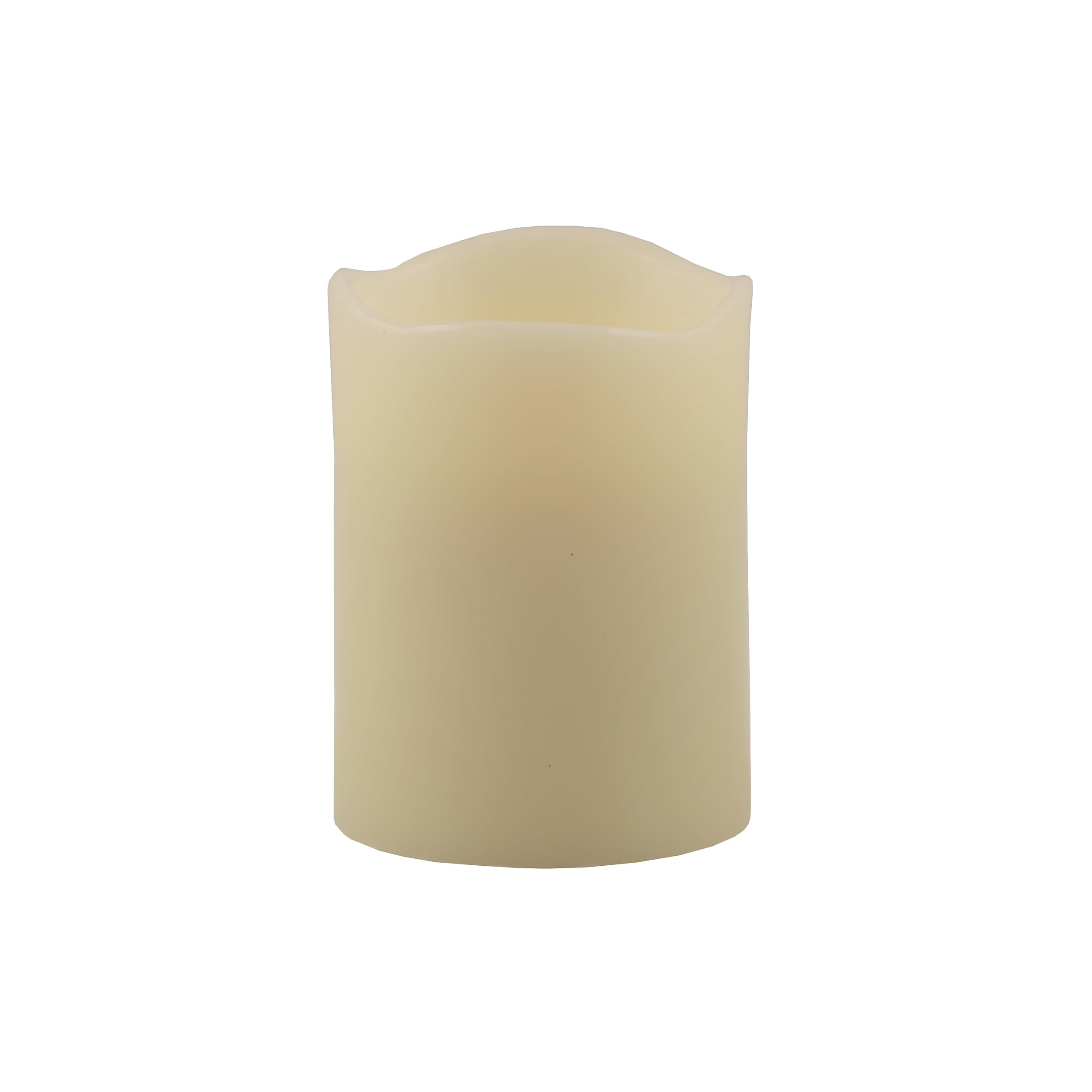 Realistic Ivory Flameless LED Pillar Candles - Battery Operated with Flickering Flame Effect & 4/8 Hour Timer (3
