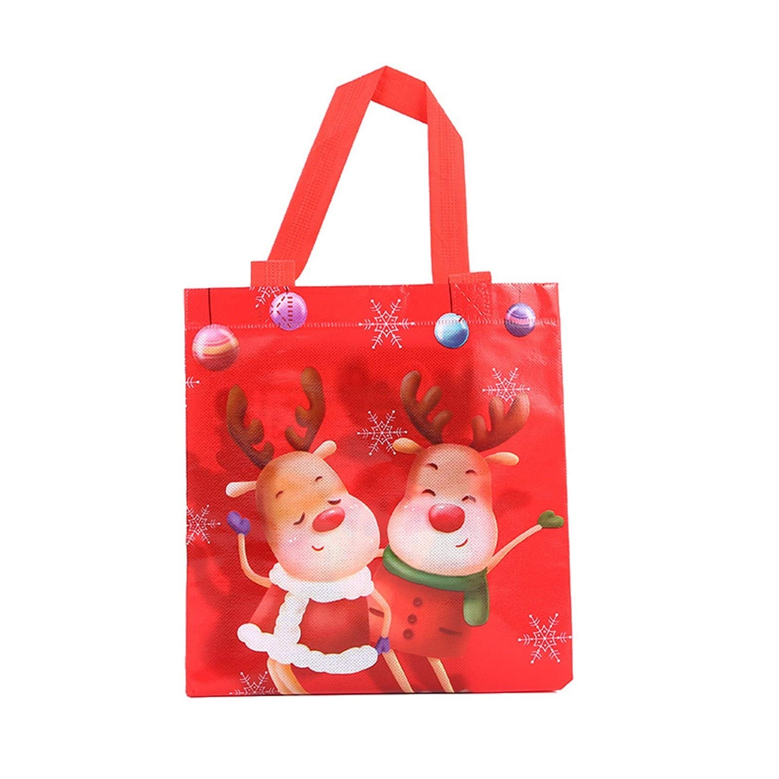 WBF Christmas Gift Bags - Snowman Printed Laminated Tote Bags for Candy, Apple Gifts & Holiday Wrapping | Perfect for Kids' Stocking Stuffers, Party Favors & Festive Present Packaging