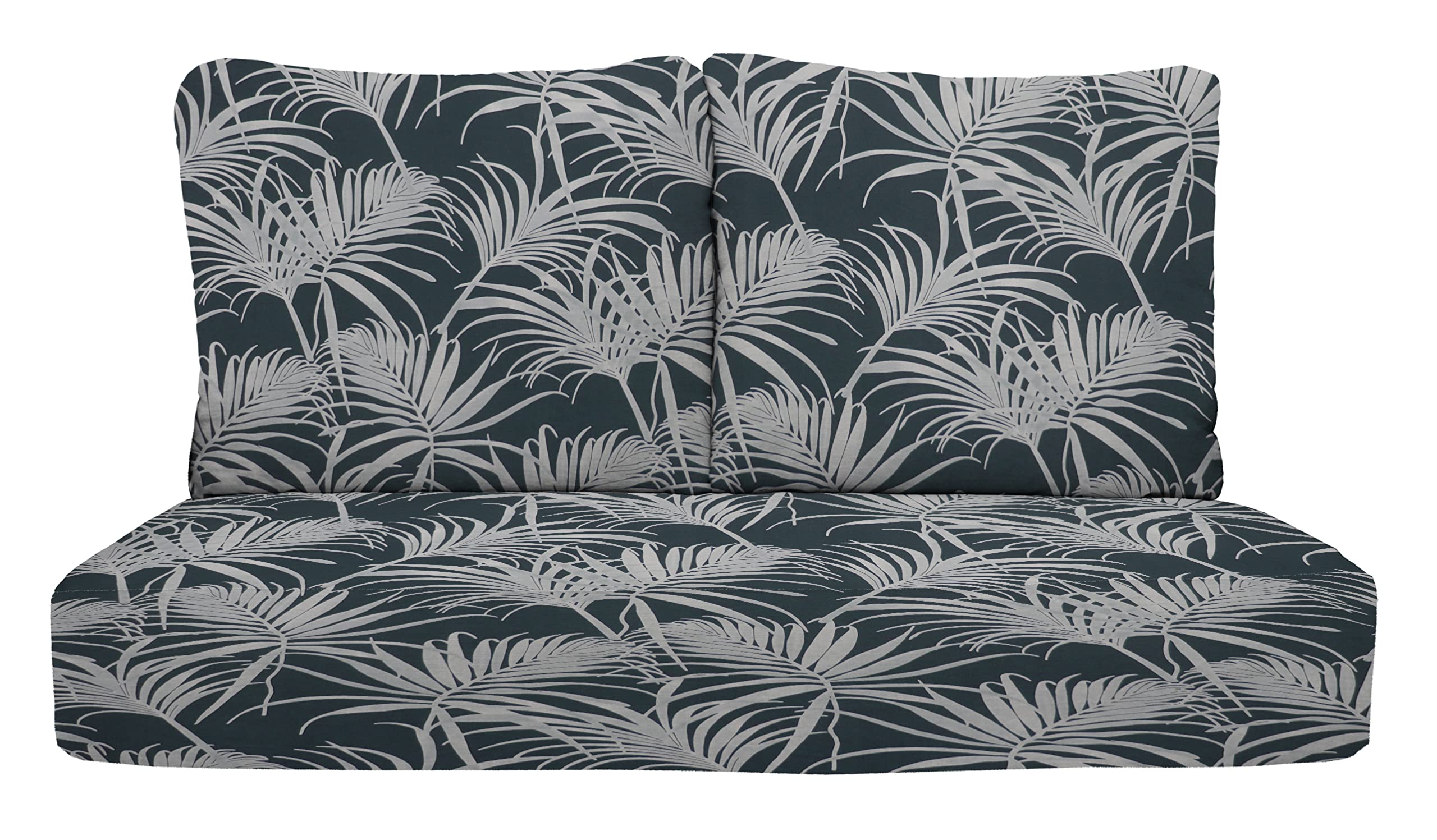 RSH Decor: 46” x 26” Deep Seating Loveseat Cushion Set - All-Weather Spun Fabric, Outdoor Foam Settee & Pillow Back Cushions for Patio Furniture - Cabrillo Passport Navy Blue - Perfect for Outdoor Living, Garden, Poolside & Backyard Relaxation