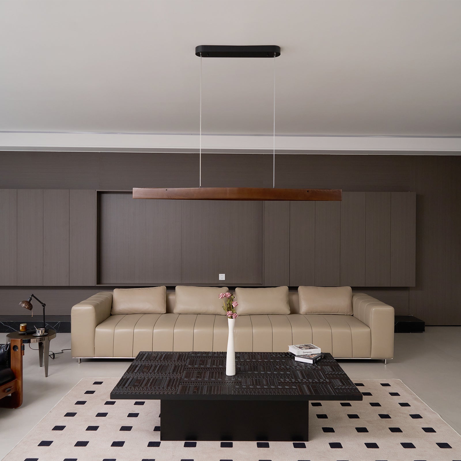 Horizon Modern Linear Wood Pendant Light - Scandinavian Style Hanging Lamp for Dining Room, Kitchen Island & Living Room Lighting