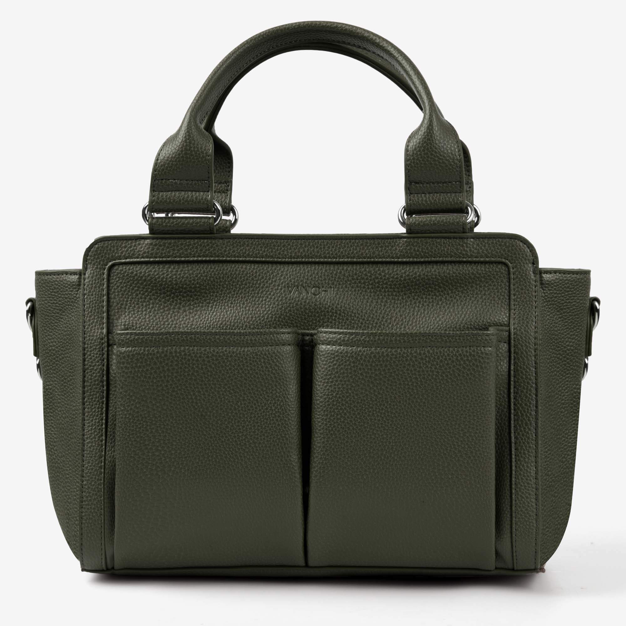 Vanchi Amelia Convertible Diaper Bag & Stroller Organizer - Fern Green | Waterproof Baby Essentials Tote for Travel, Shopping & Daily Use
